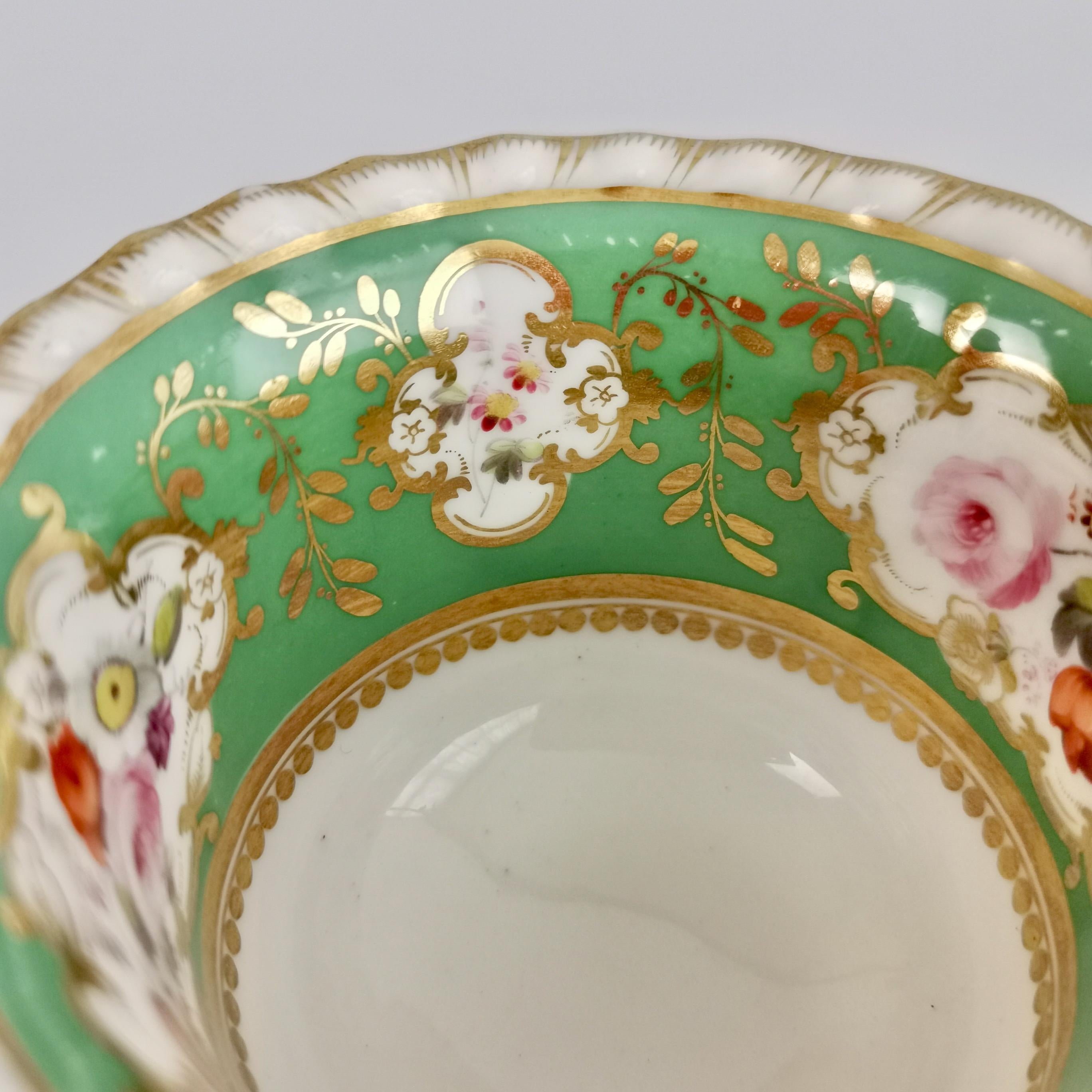 English Minton Porcelain Orphaned Coffee Cup, Green with Flowers, ca 1825