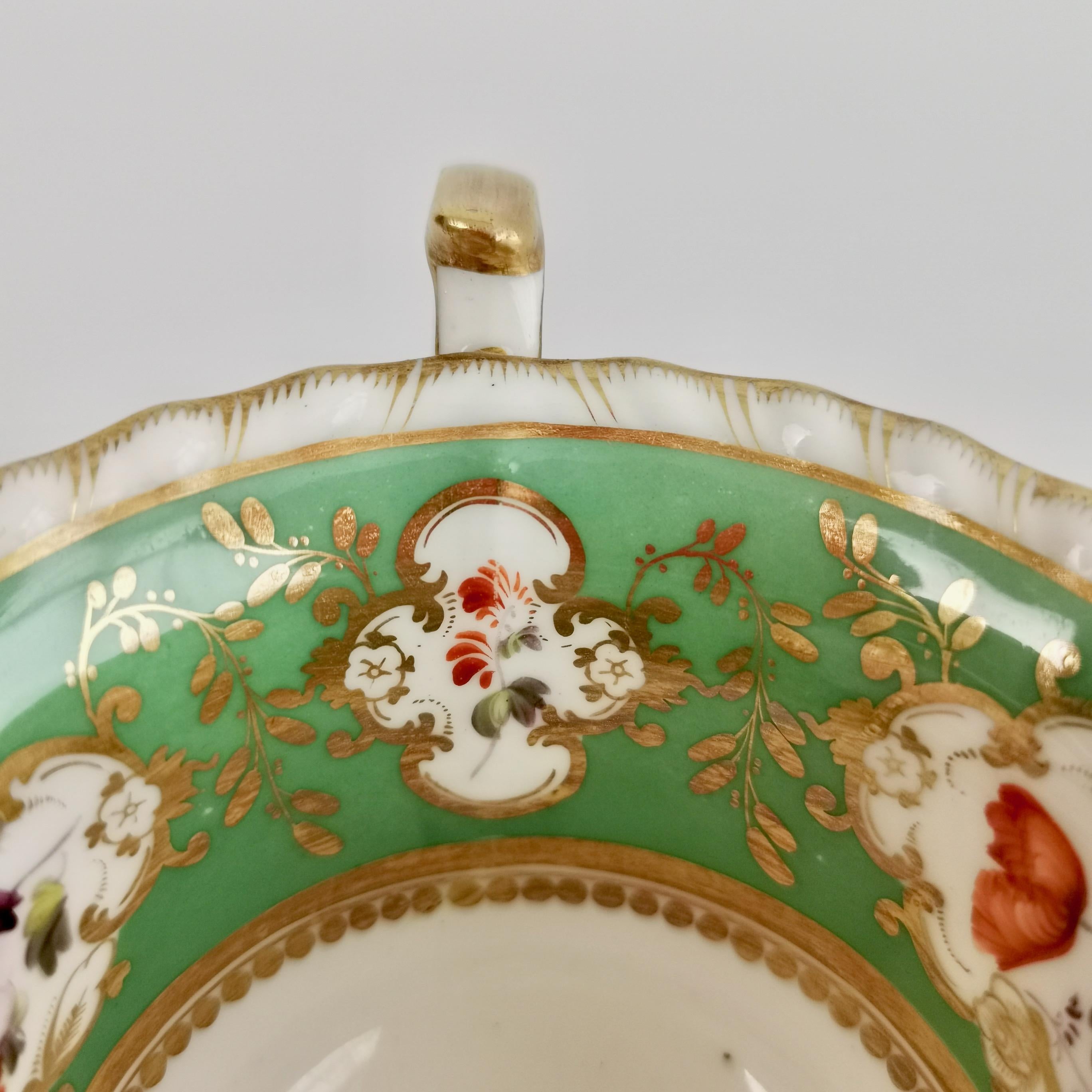 Minton Porcelain Orphaned Coffee Cup, Green with Flowers, ca 1825 In Good Condition In London, GB