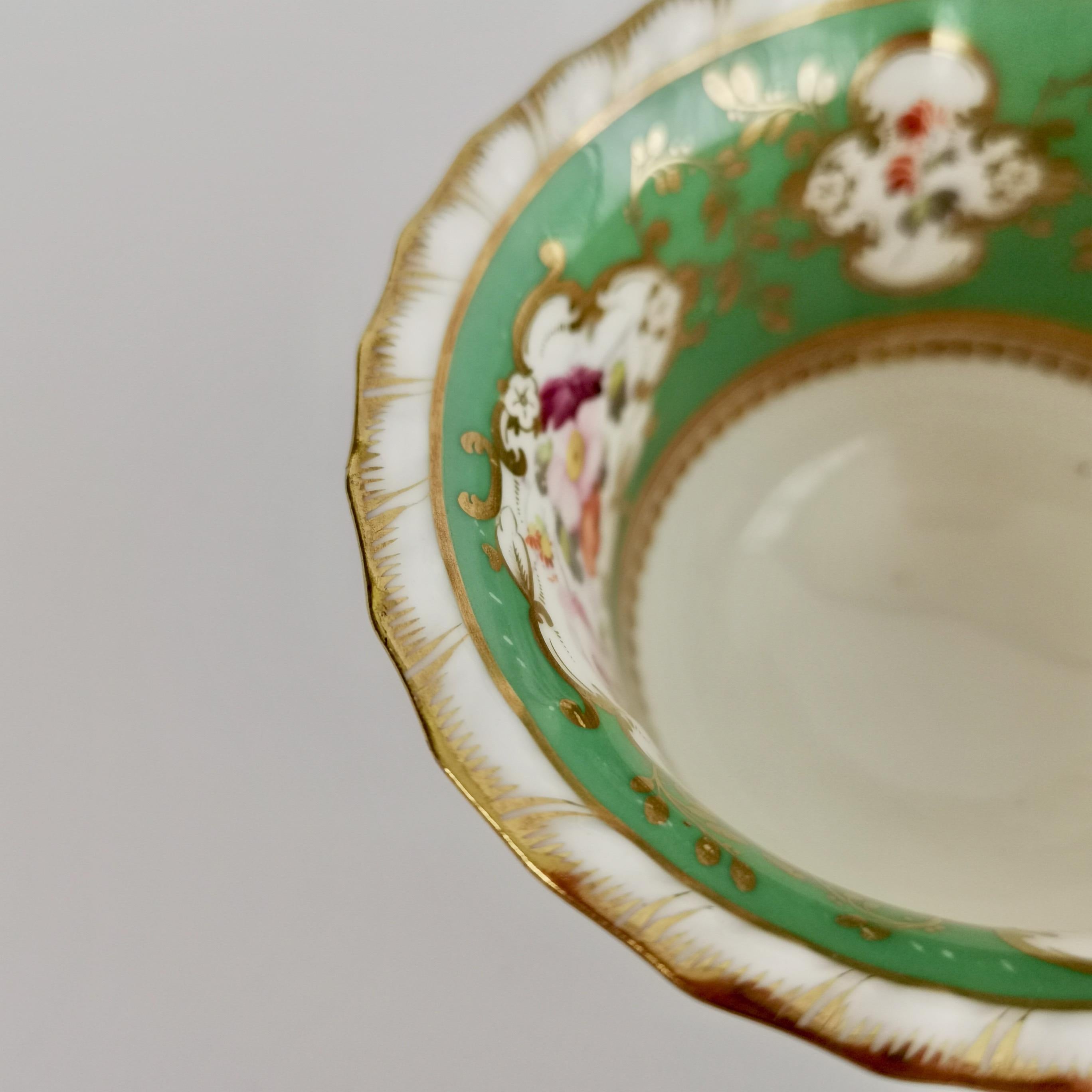 Minton Porcelain Orphaned Coffee Cup, Green with Flowers, ca 1825 2
