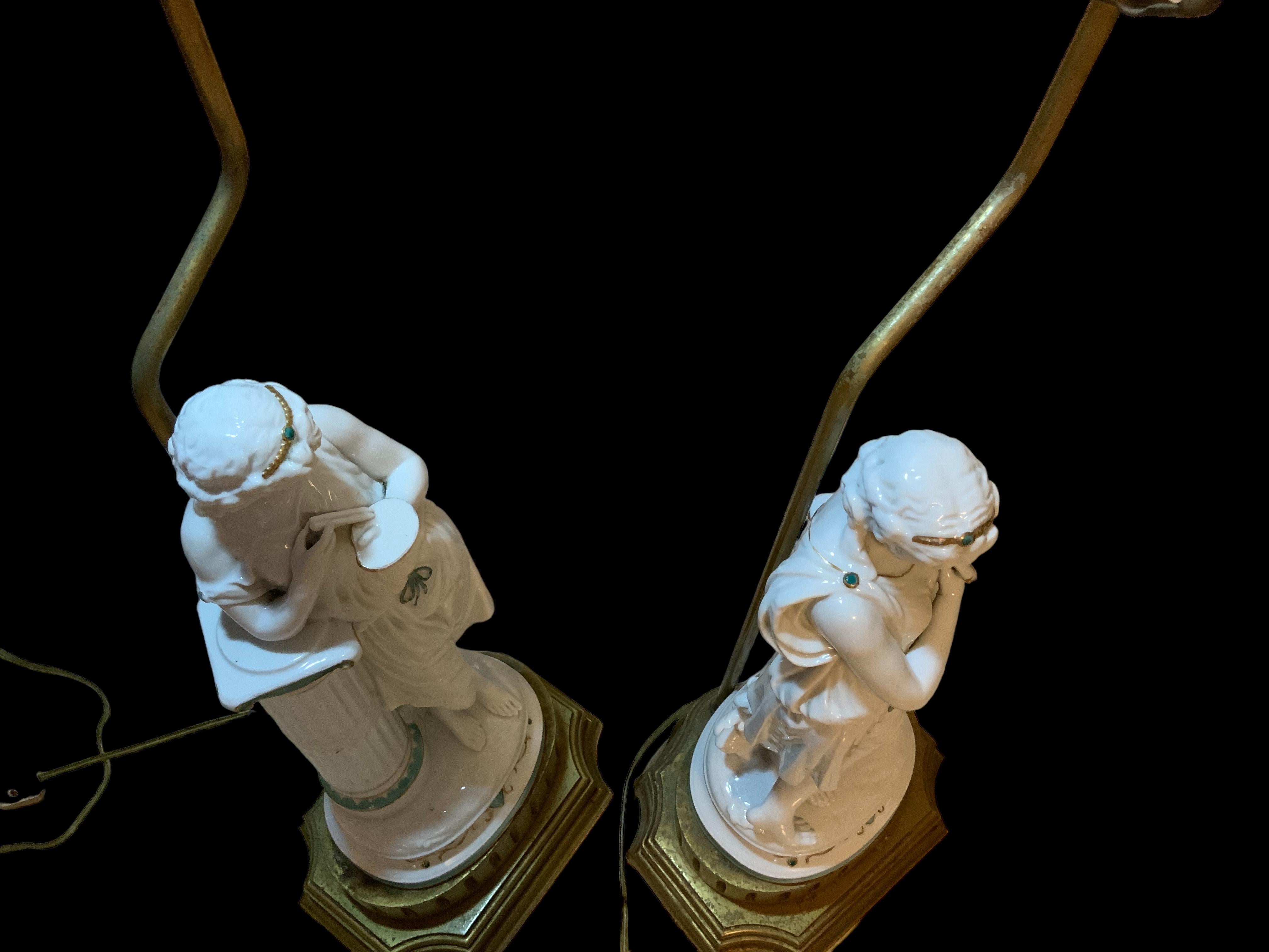 Minton Porcelain Pair Of Greek/ Roman Figures Sculptures Table Lamps For Sale 10