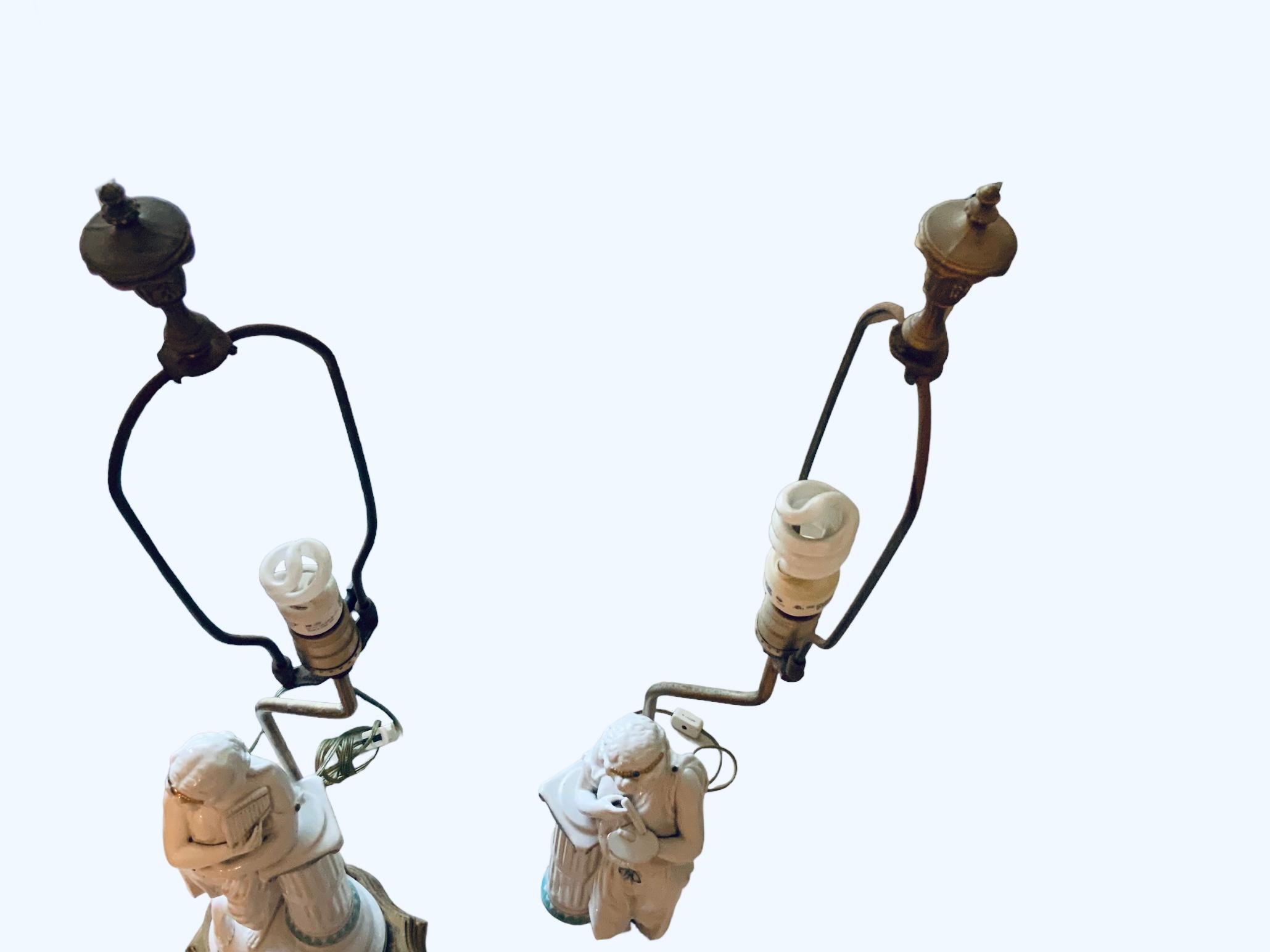 Minton Porcelain Pair Of Greek/ Roman Figures Sculptures Table Lamps For Sale 12
