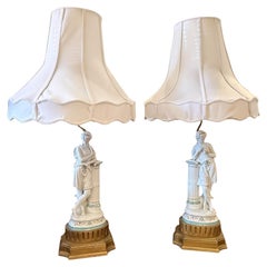 Minton Porcelain Pair Of Greek/ Roman Figures Sculptures Table Lamps (Coppia di sculture di figure greche e romane)