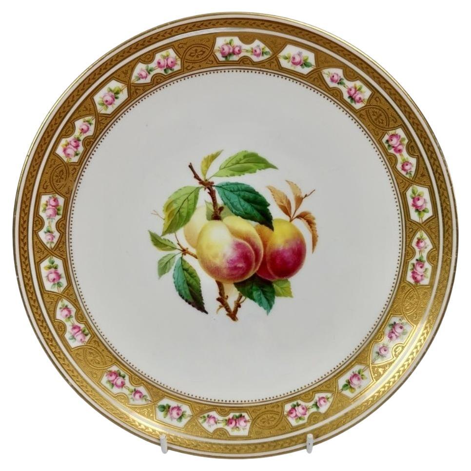 Minton Porcelain Plate, Peaches, Raised Gilt and Roses, 1926