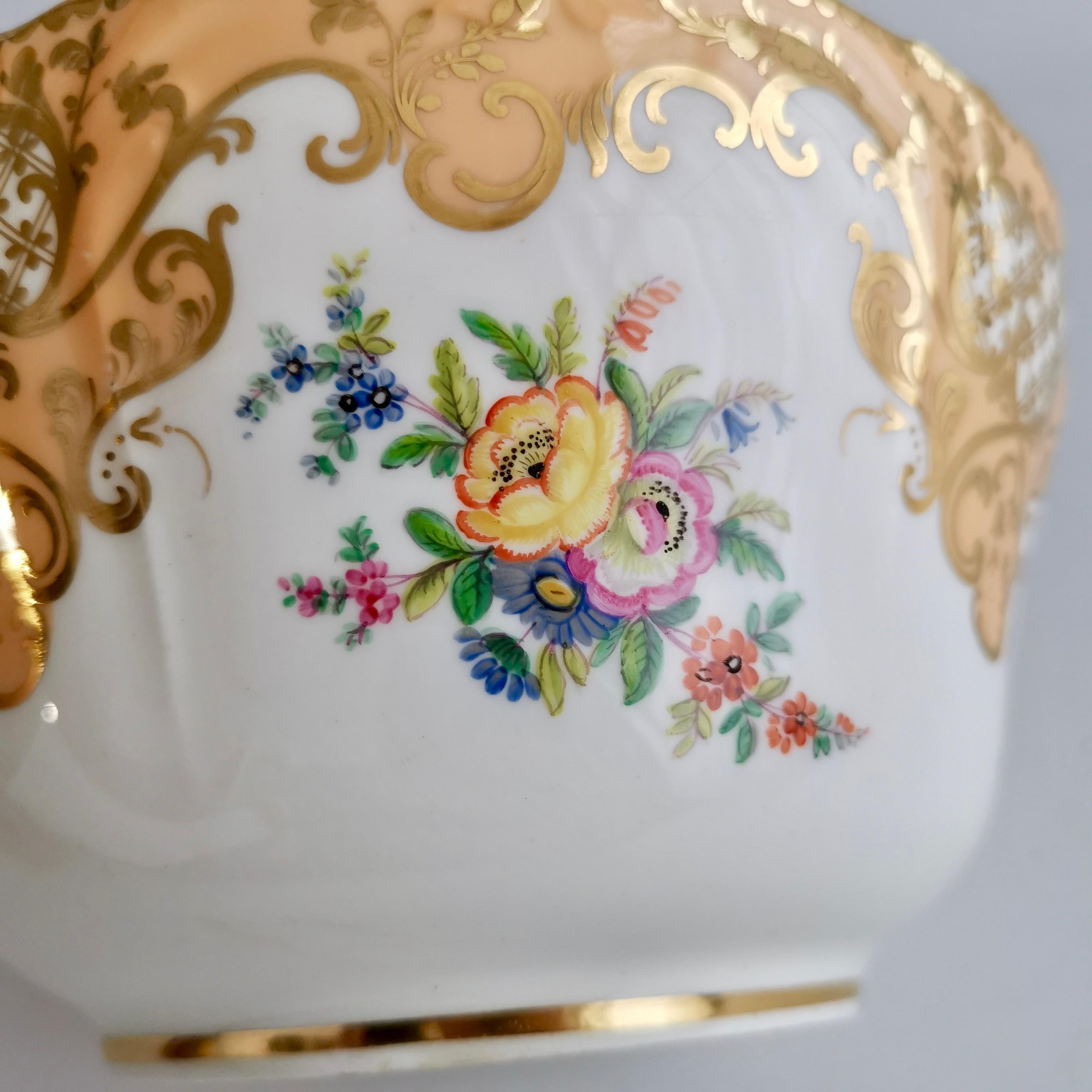 Minton Porcelain Slop Bowl, Apricot Orange Ground, Gilt and Flowers, ca 1845 3