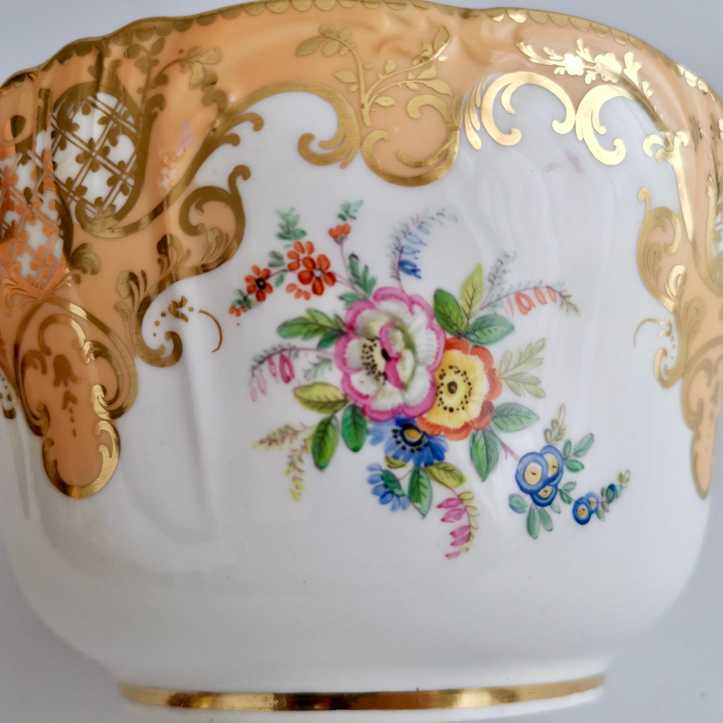 Minton Porcelain Slop Bowl, Apricot Orange Ground, Gilt and Flowers, ca 1845 5