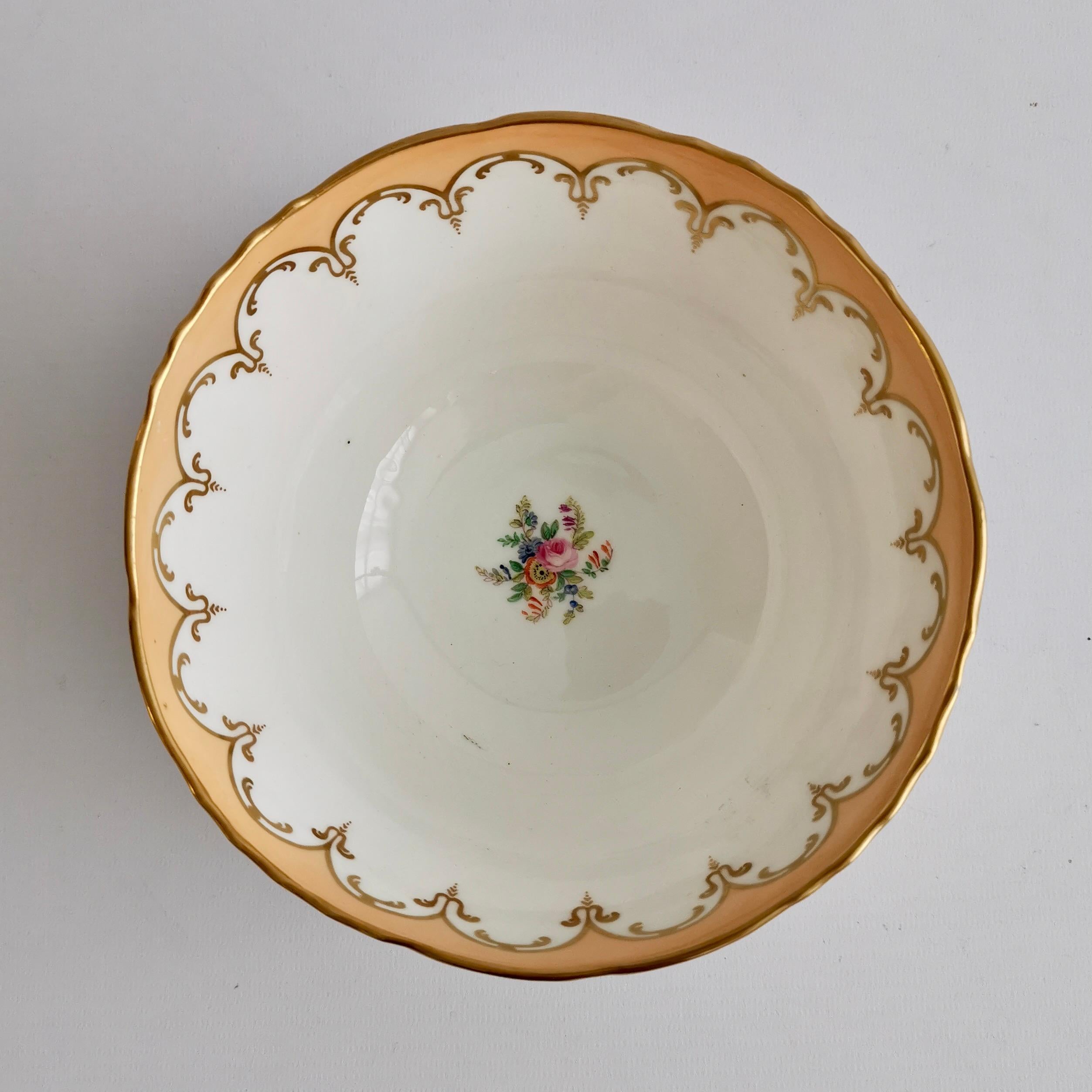 Minton Porcelain Slop Bowl, Apricot Orange Ground, Gilt and Flowers, ca 1845 6