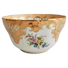 Minton Porcelain Slop Bowl, Apricot Orange Ground, Gilt and Flowers, ca 1845