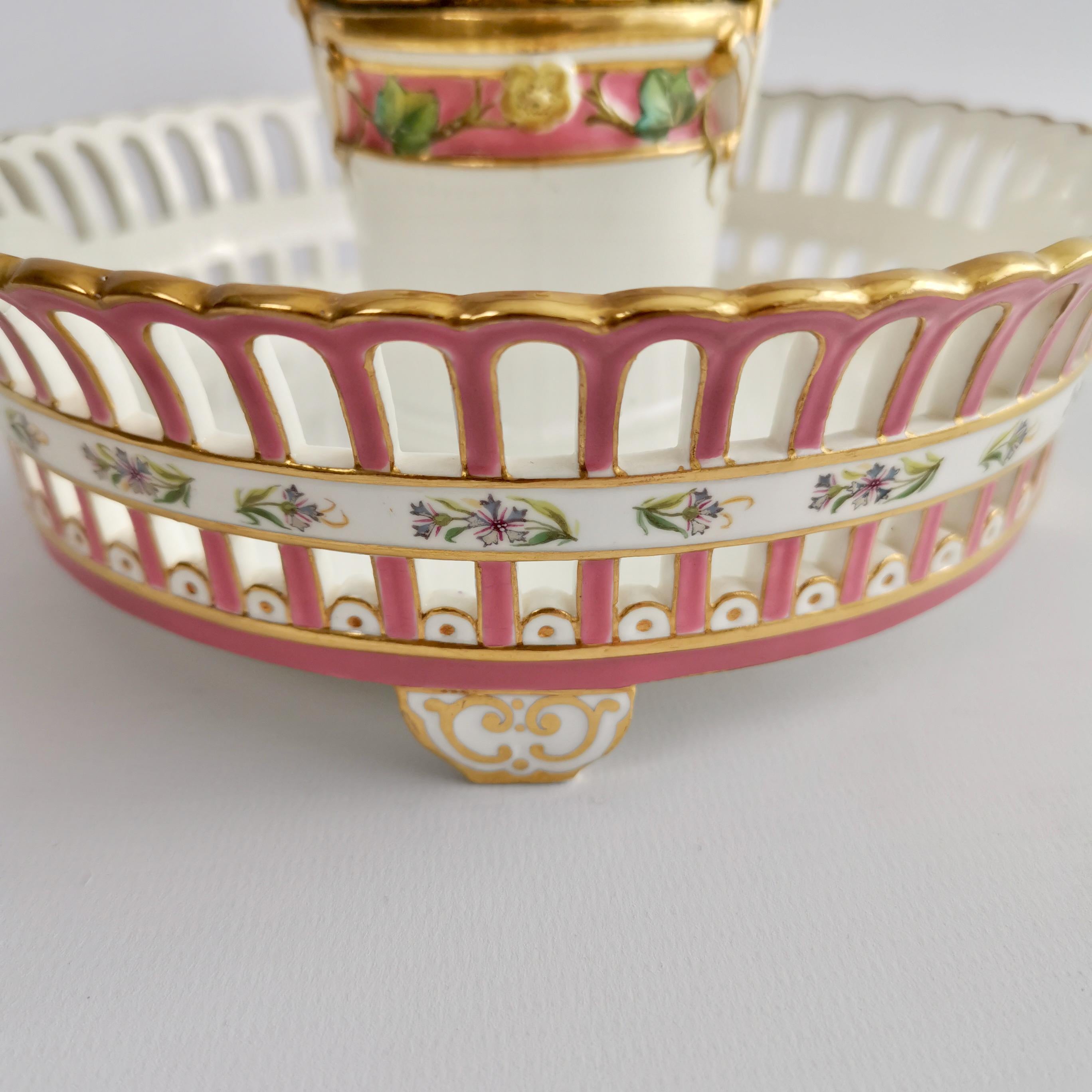 Minton Porcelain Tazza Dish, White and Pink with Cherub, 1891 4