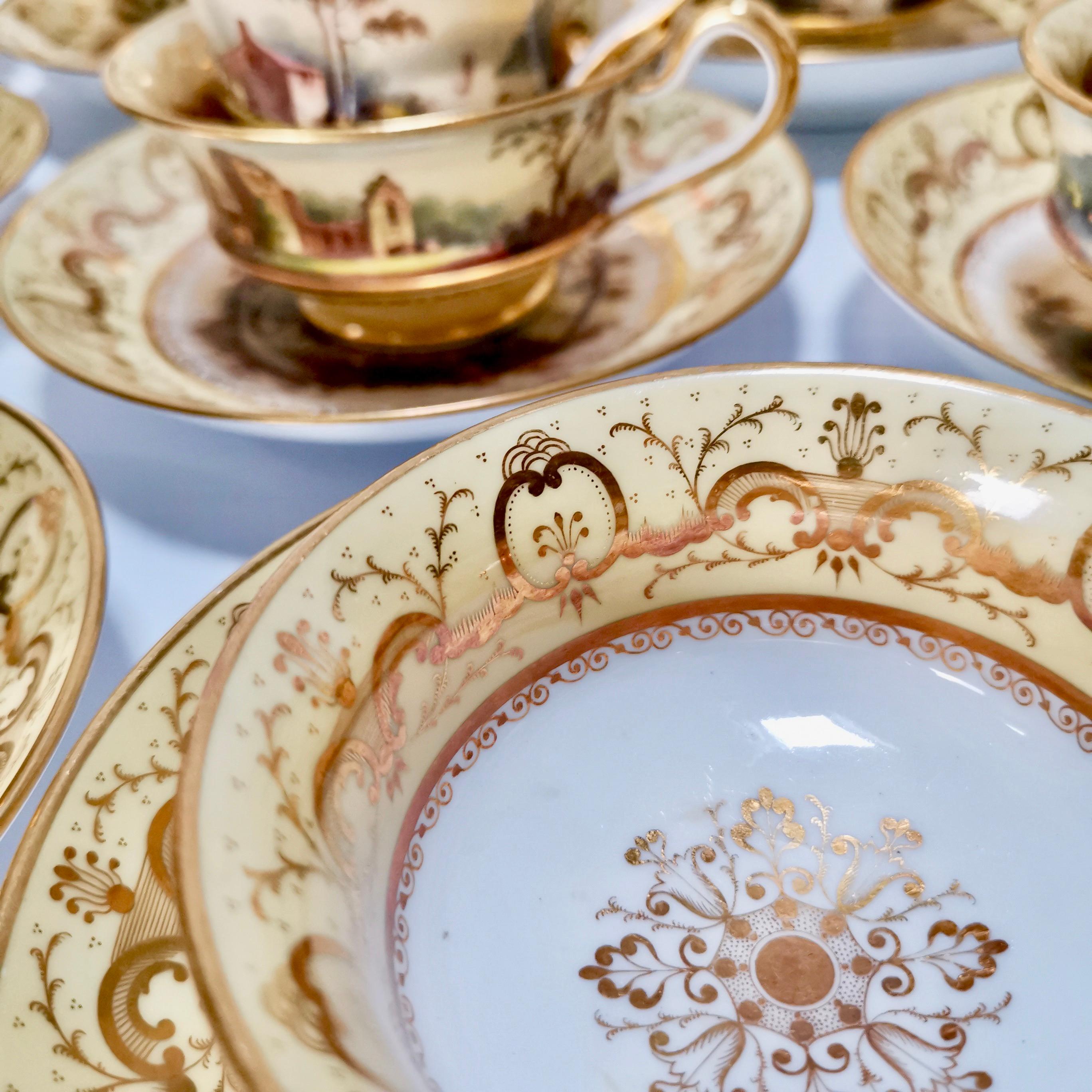 Minton Porcelain Tea Service, Yellow with Landscapes, Provenance Regency 5