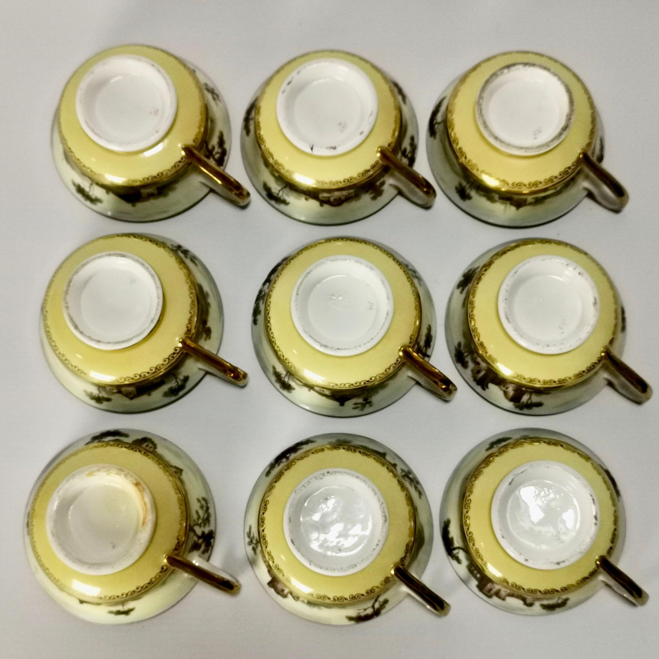 Minton Porcelain Tea Service, Yellow with Landscapes, Provenance Regency 11