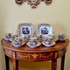 Minton Porcelain Tea Service, Yellow with Landscapes, Provenance Regency