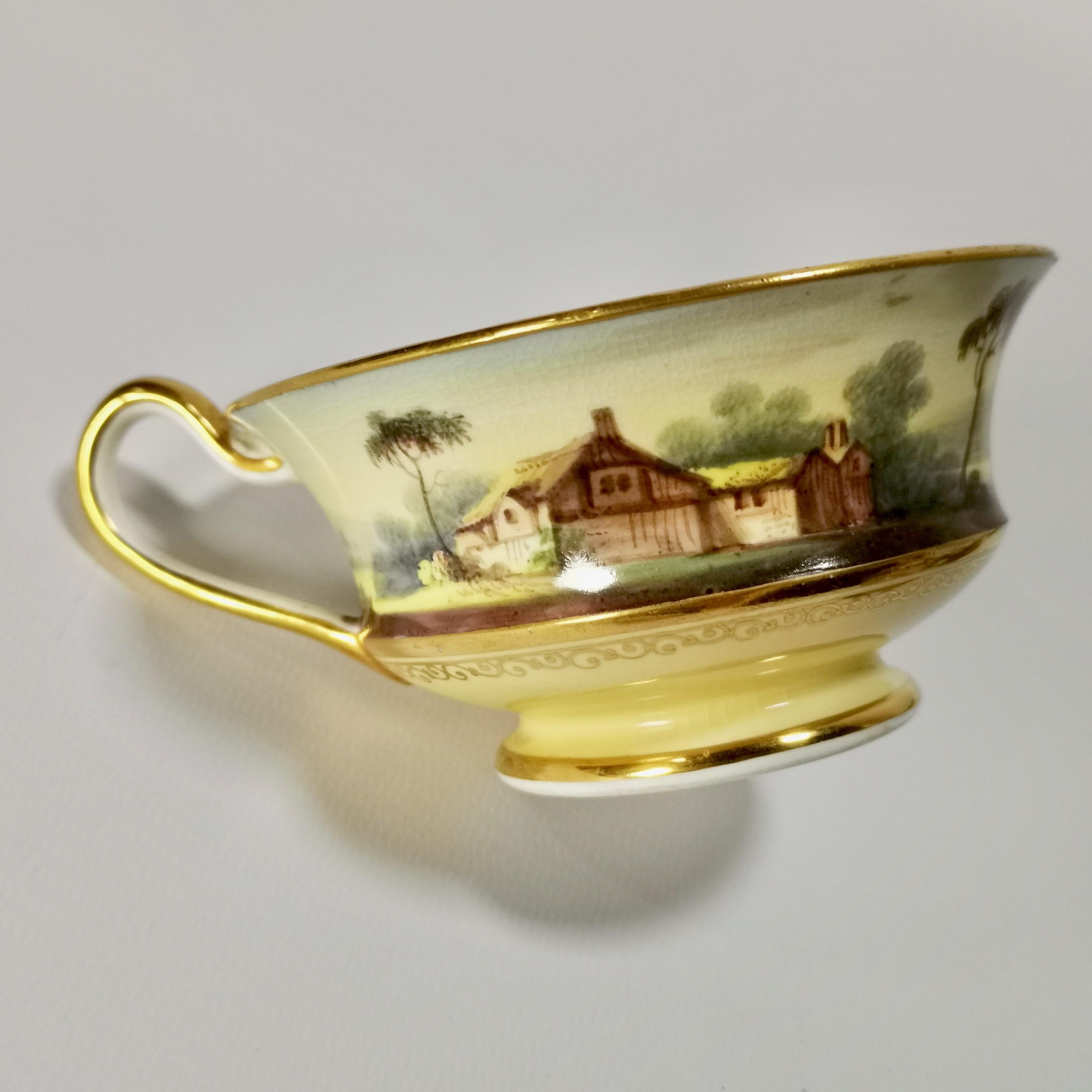 Minton Porcelain Tea Service, Yellow with Landscapes, Provenance Regency 2
