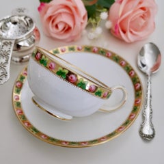 Minton Porcelain Teacup, White Paris Fluted with Roses and Gilt, 1862