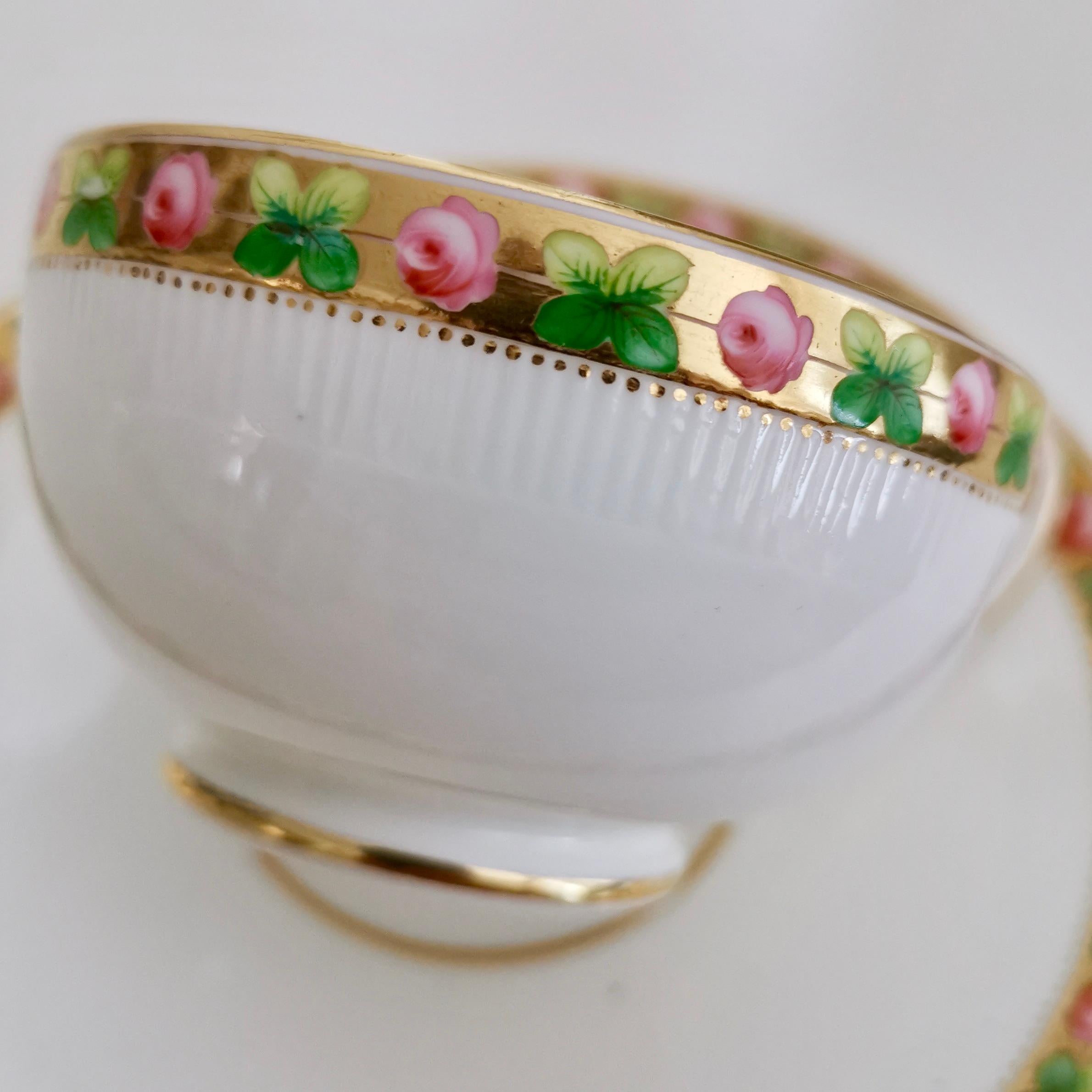Minton Porcelain Teacup, White Paris Fluted with Roses and Gilt, 1862 2