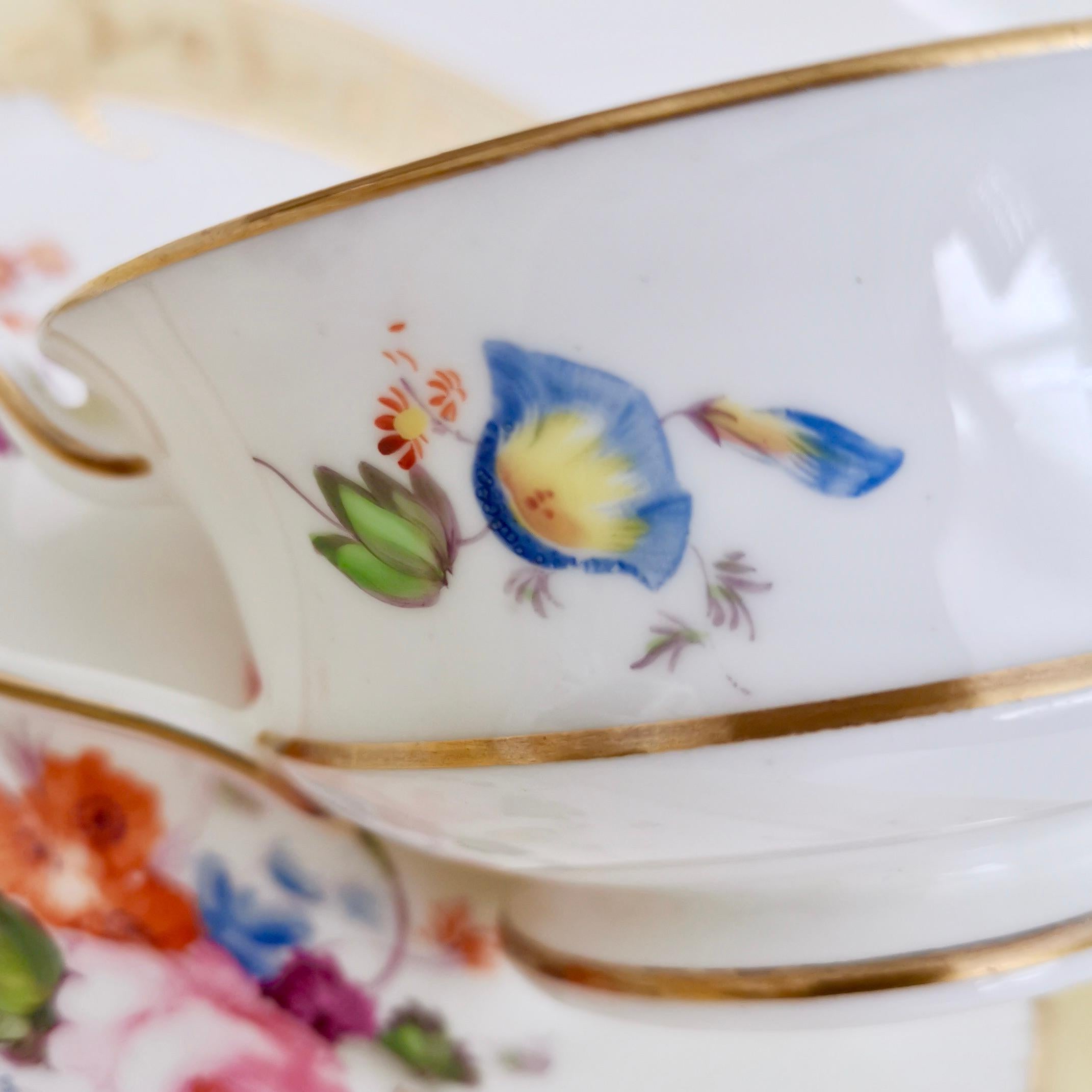 Minton Porcelain Teacup, Yellow with Hand Painted Flowers, Regency, circa 1825 7