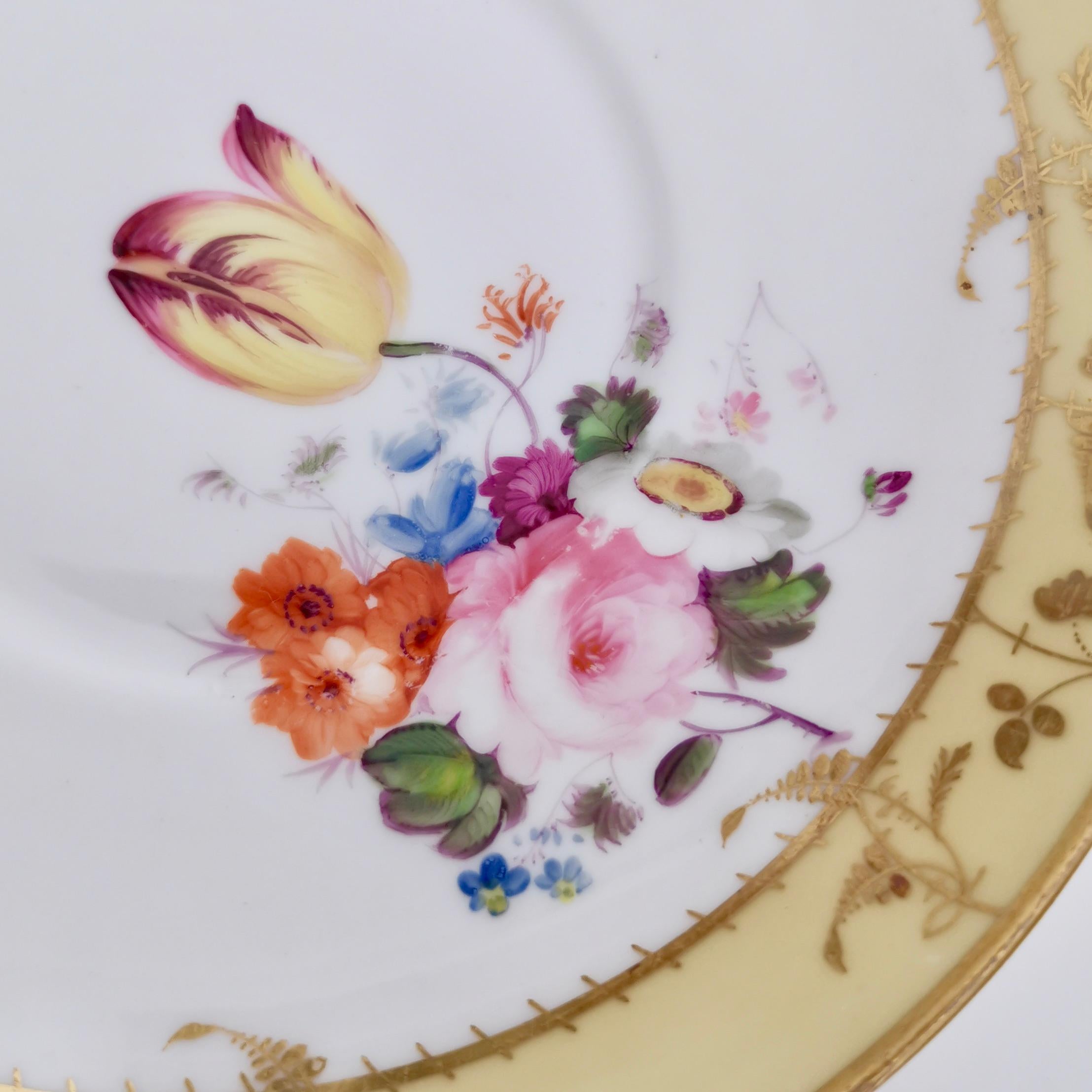 Minton Porcelain Teacup, Yellow with Hand Painted Flowers, Regency, circa 1825 8