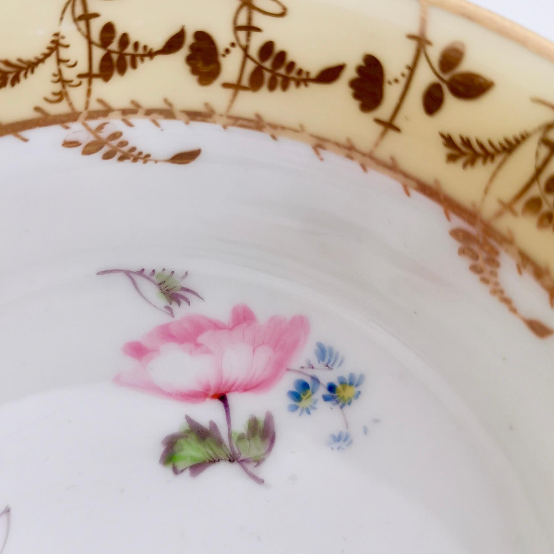 Minton Porcelain Teacup, Yellow with Hand Painted Flowers, Regency, circa 1825 3