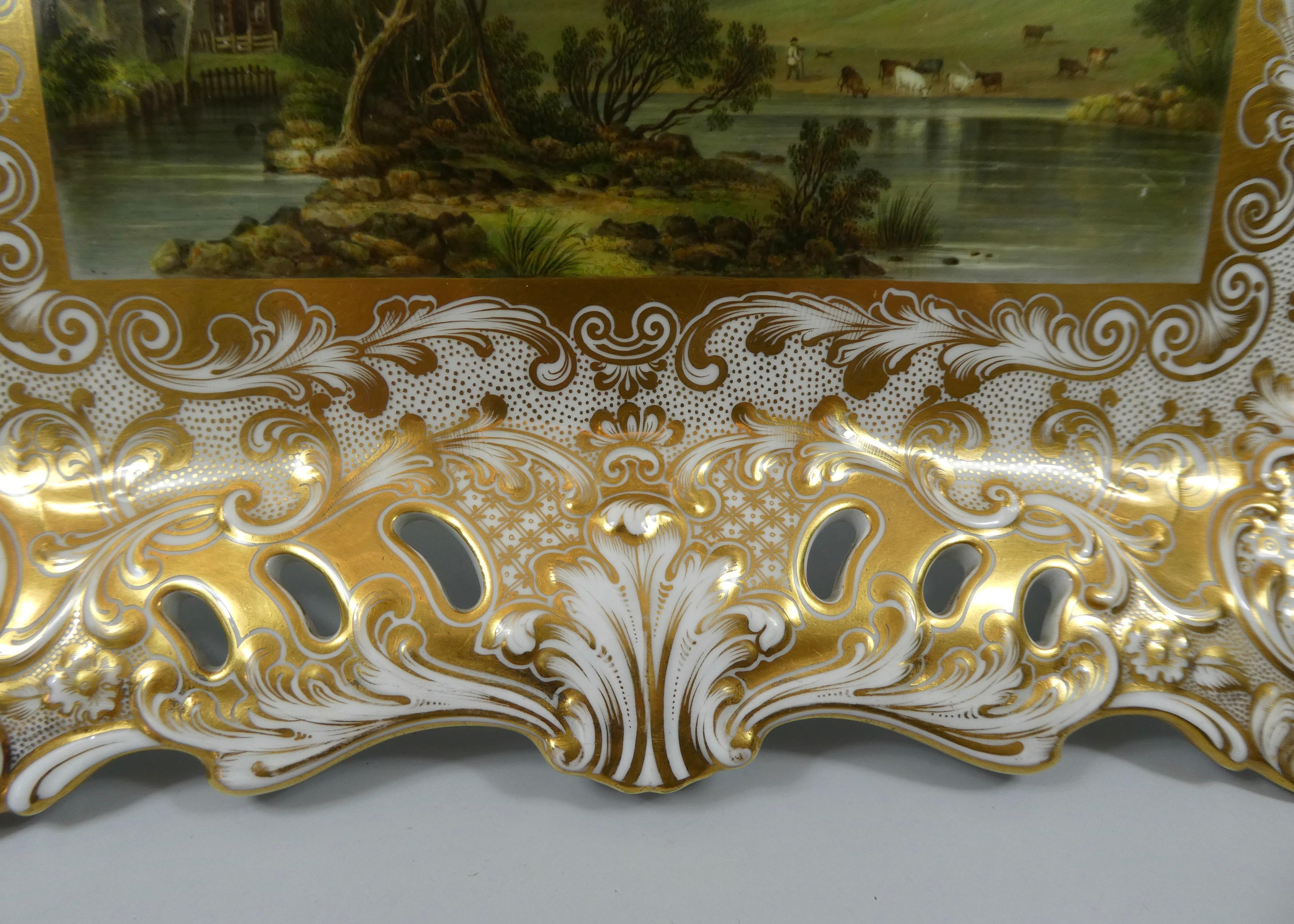 English Minton Porcelain Tray, Brougham Castle, circa 1830