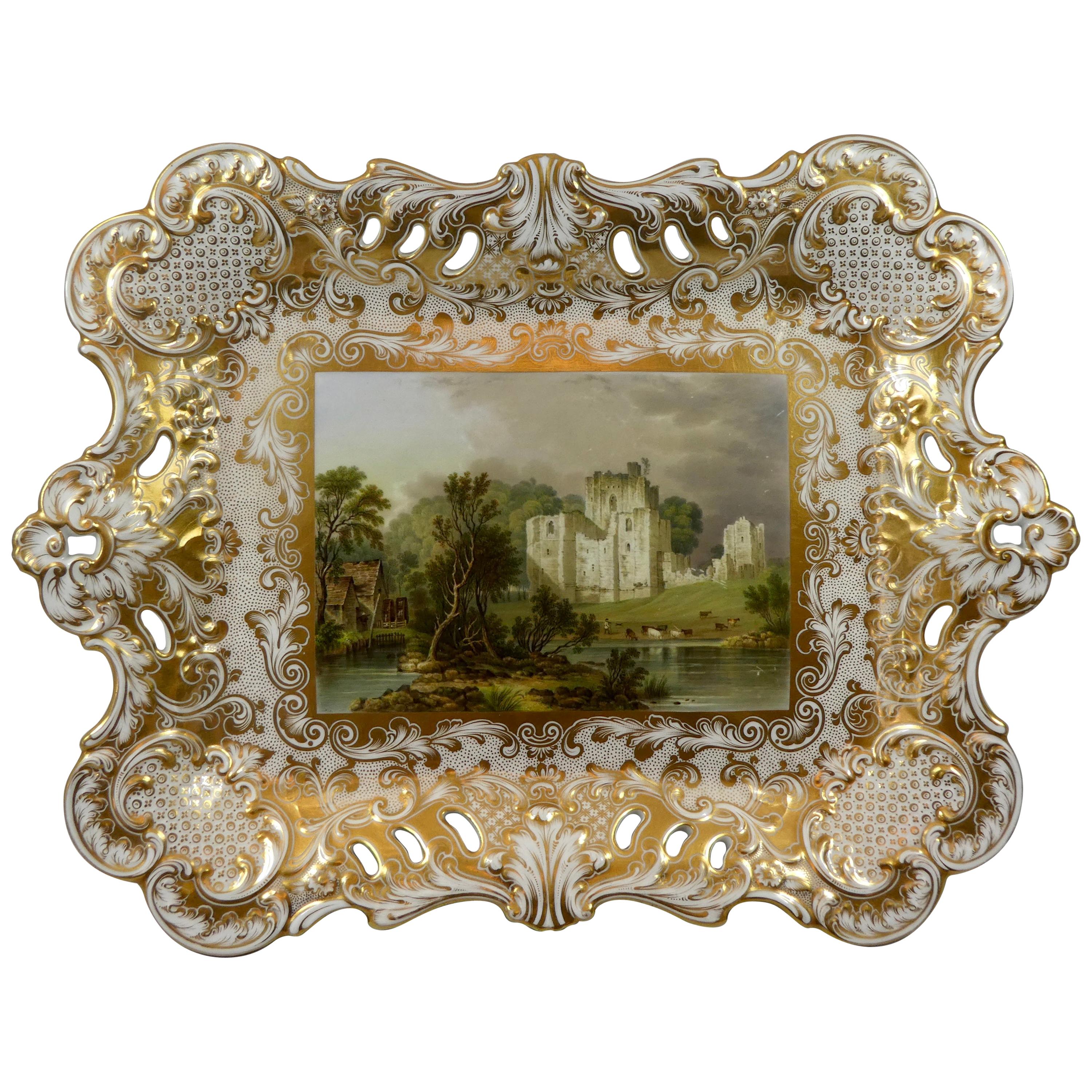 Minton Porcelain Tray, Brougham Castle, circa 1830