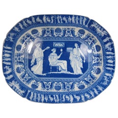 Minton Pottery Blue and White Classical Print Platter with a Masons Symbol