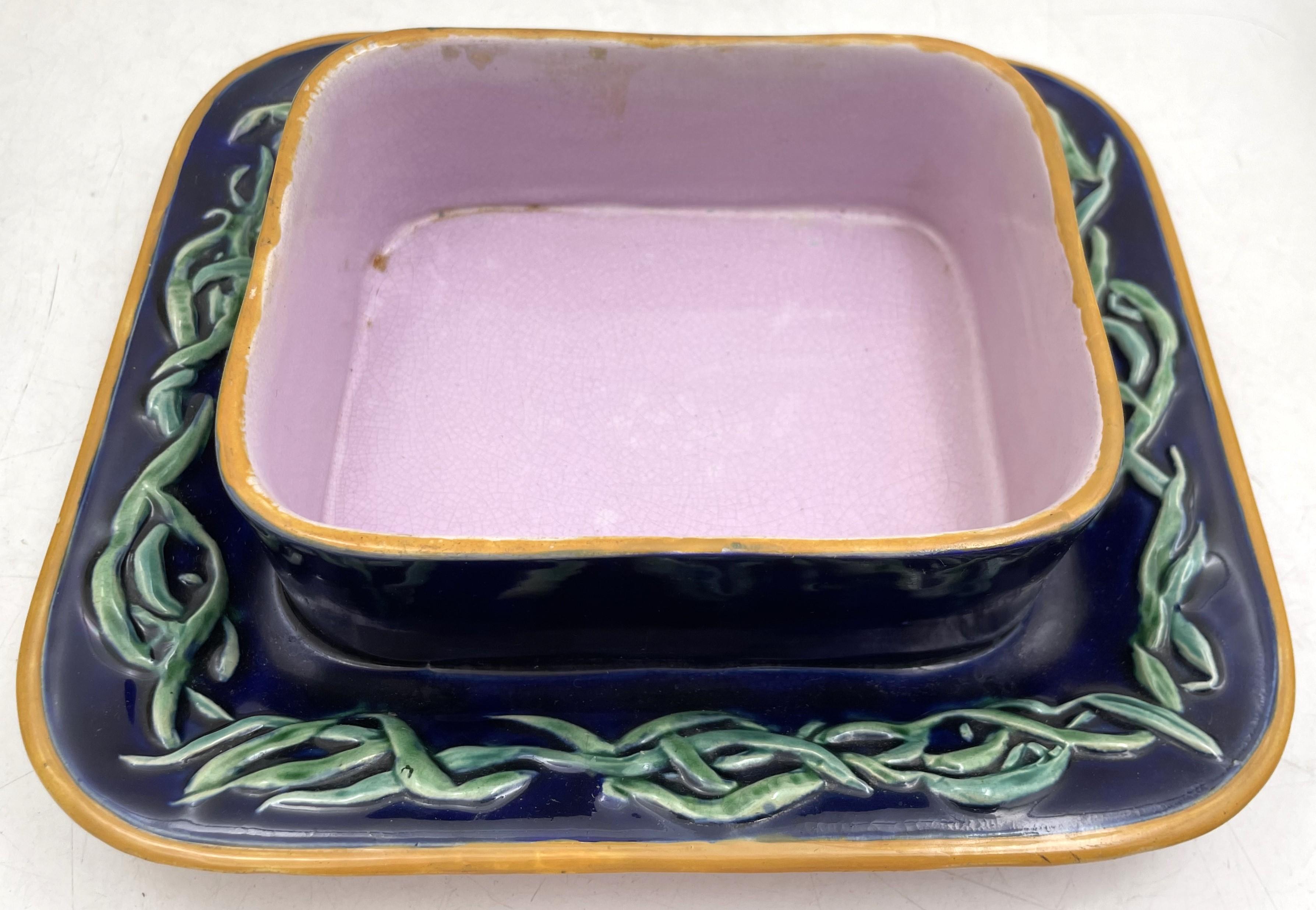 Victorien Boîte à sardine en majolique de Minton avec motifs de poissons époque victorienne du 19ème siècle en vente