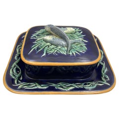Minton Pottery Majolica Sardine Box with Fish Motifs 19th Century Victorian Era
