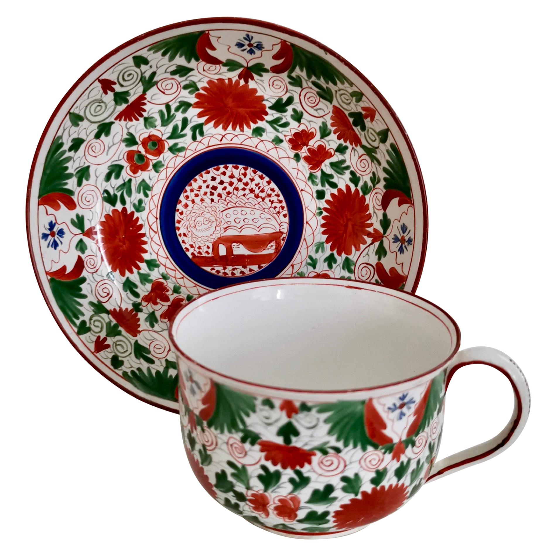 Minton Pottery Teacup, Crazy Cow Pattern, Georgian Era, circa 1805