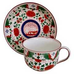 Antique Minton Pottery Teacup, Crazy Cow Pattern, Georgian Era, circa 1805