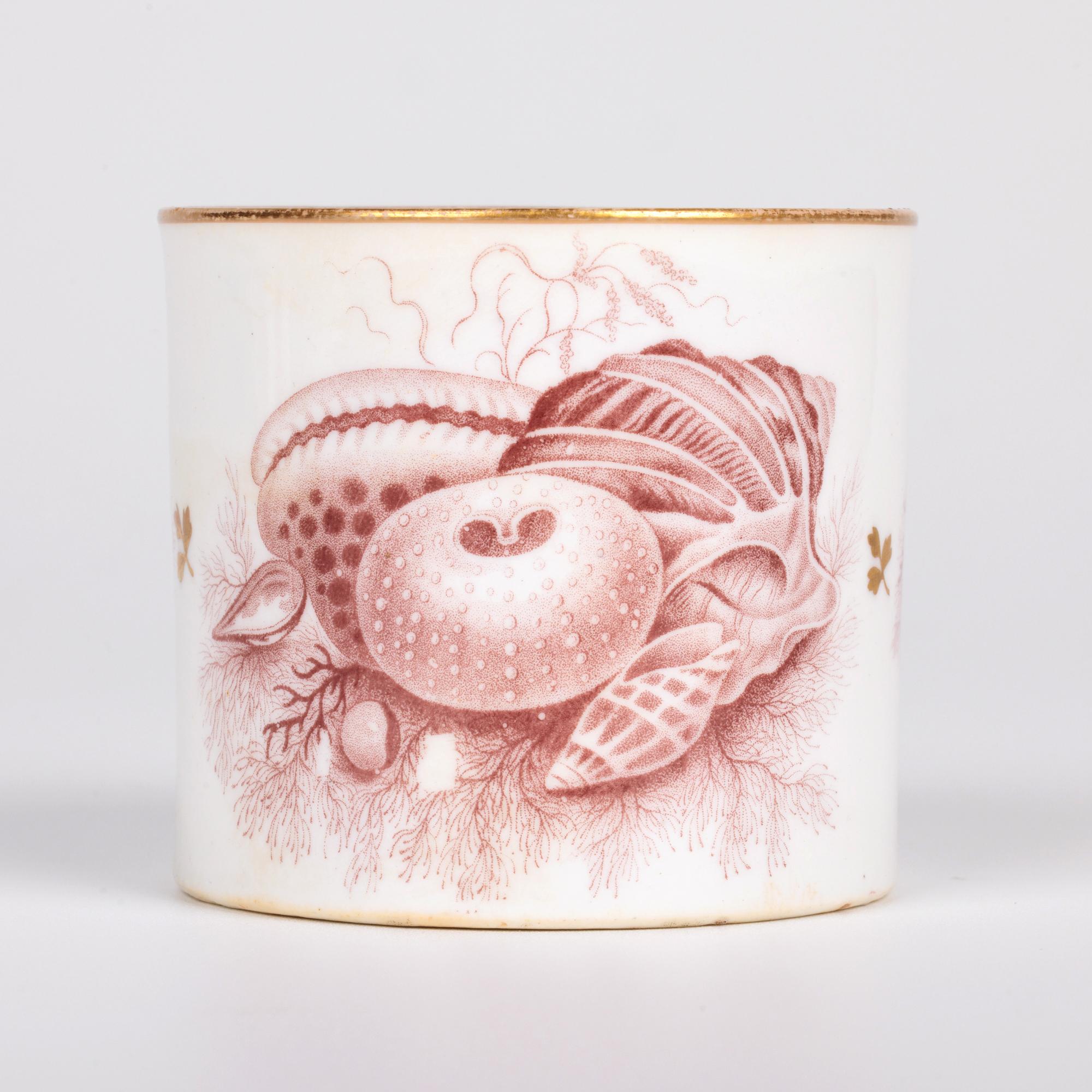 Minton Rare Set Three Georgian Shell Printed Porcelain Coffee Cups For Sale 7