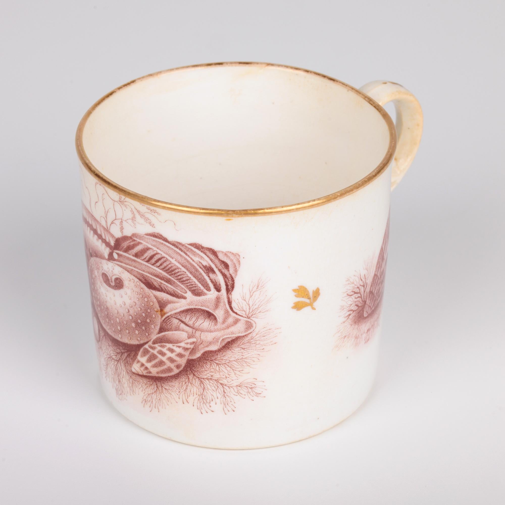 Minton Rare Set Three Georgian Shell Printed Porcelain Coffee Cups For Sale 13