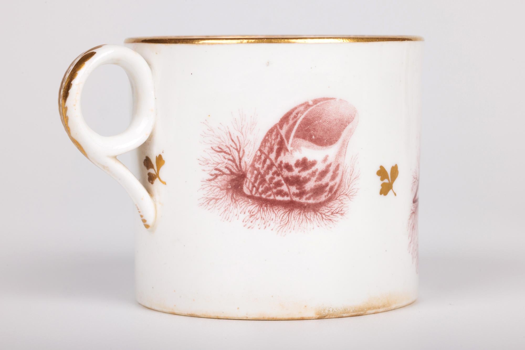 Minton Rare Set Three Georgian Shell Printed Porcelain Coffee Cups For Sale 14
