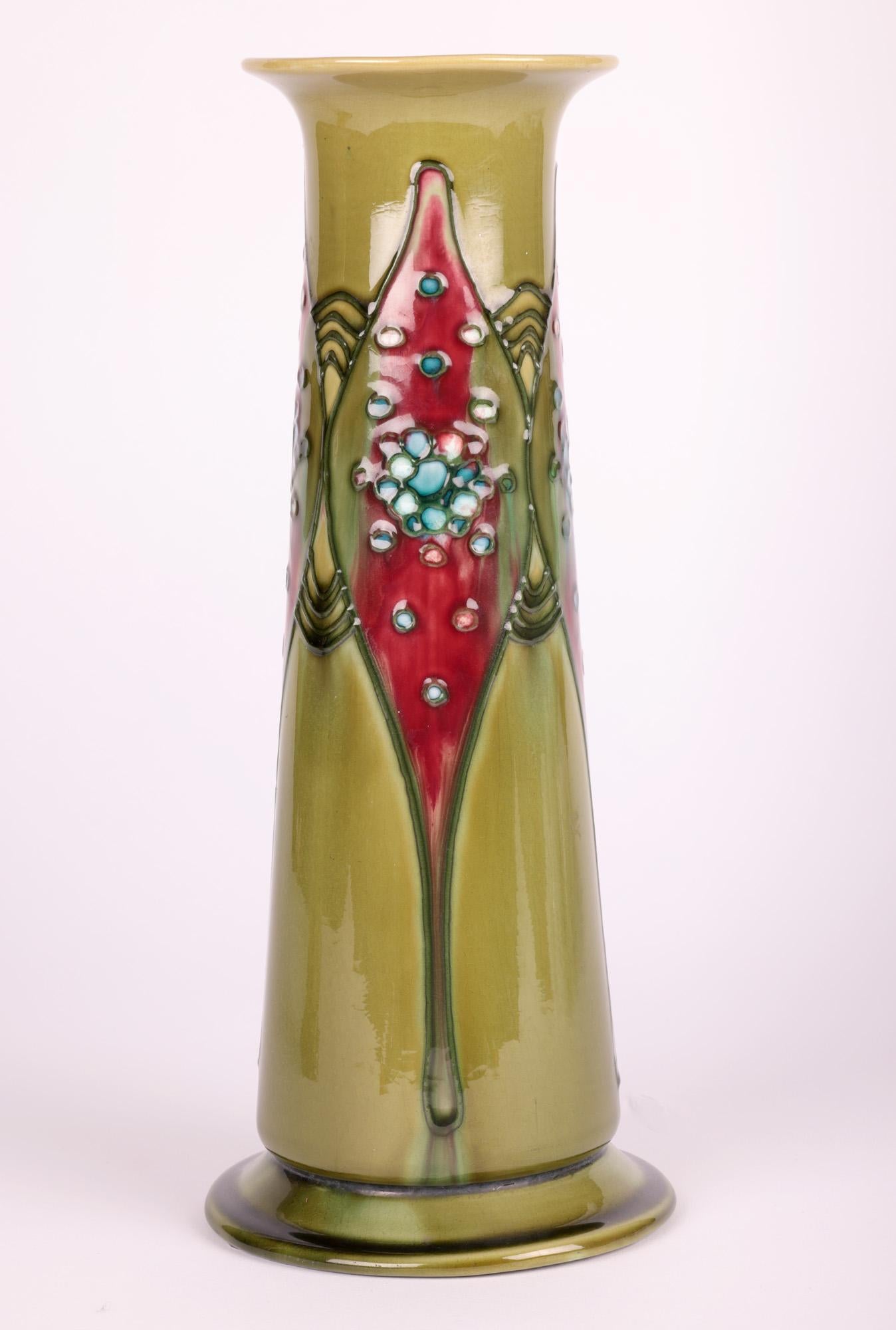 Minton Secessionist Art Nouveau Pair Tube lined Vases 3