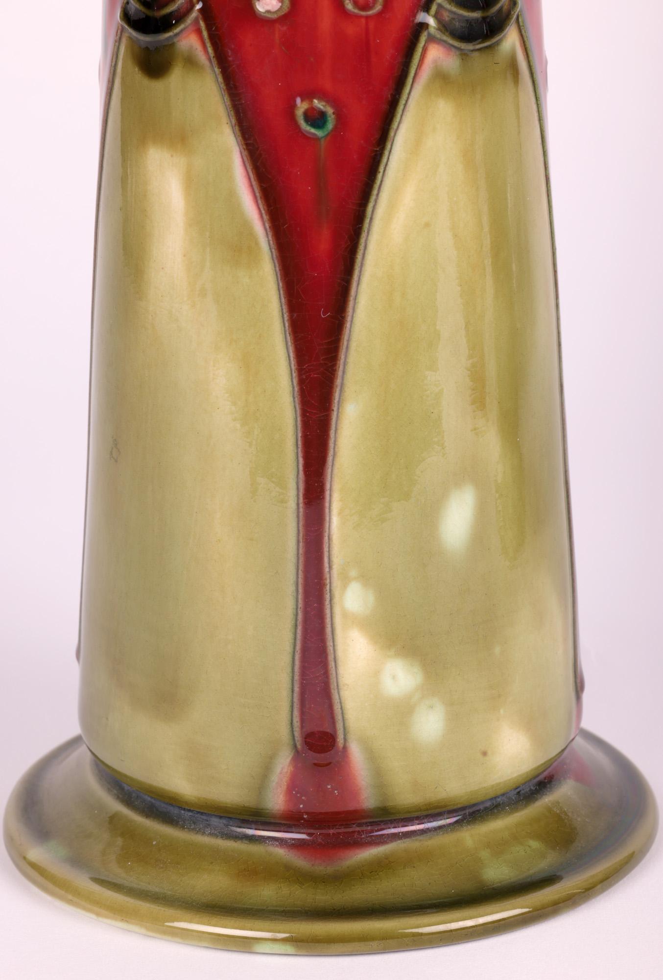 Minton Secessionist Art Nouveau Pair Tube lined Vases 6