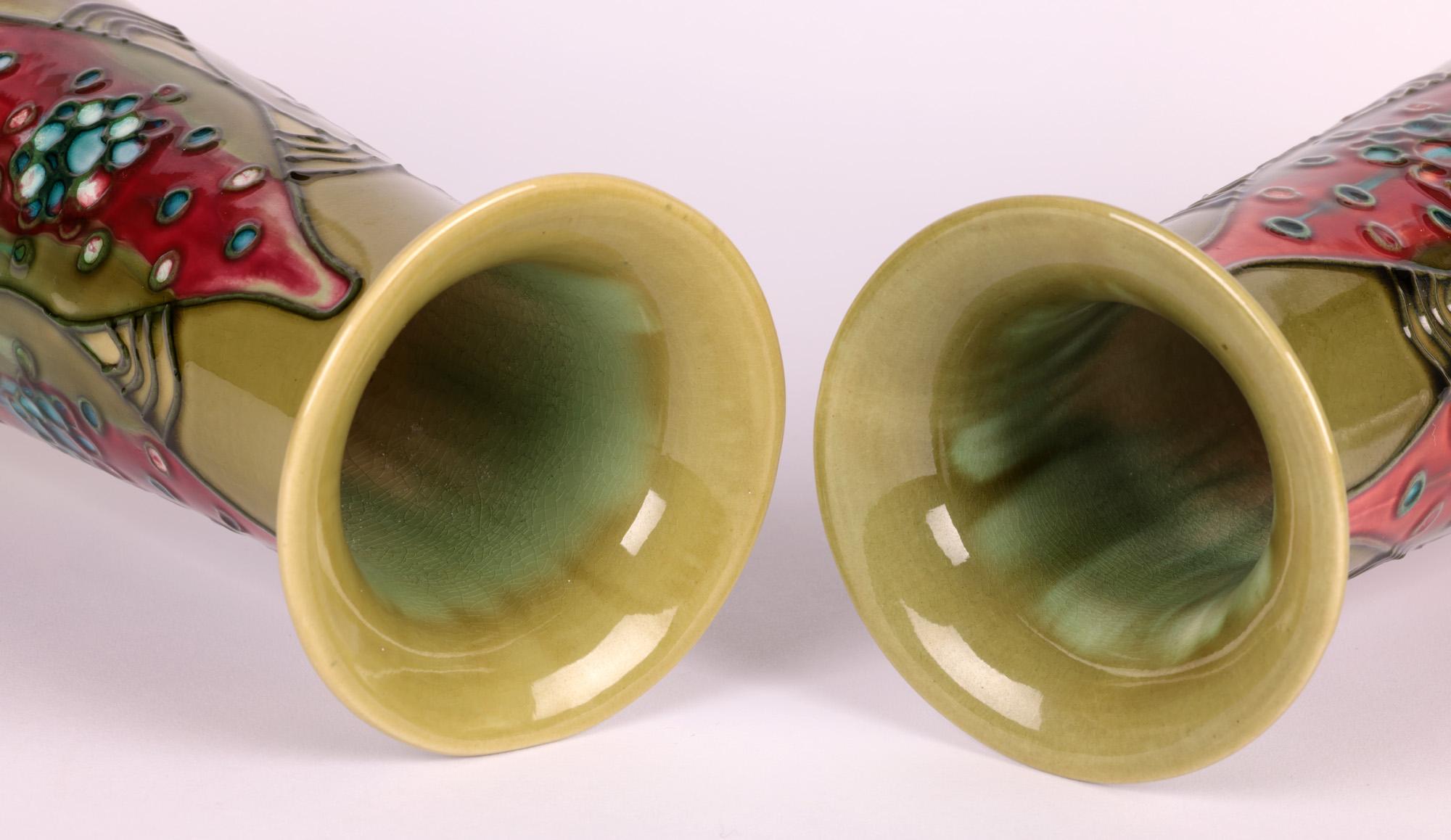 Pottery Minton Secessionist Art Nouveau Pair Tube lined Vases