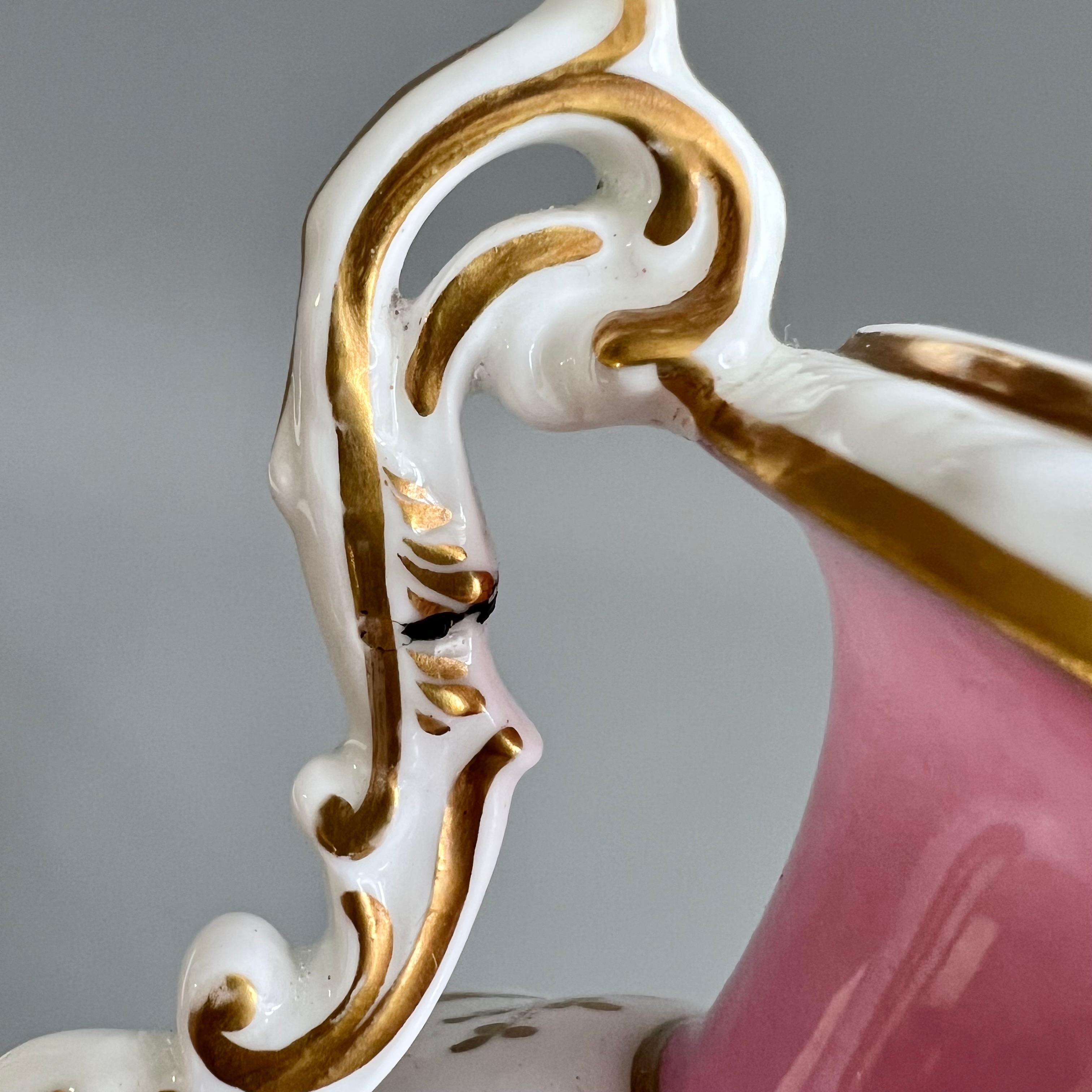 Minton Small Vase, Elgin Shape Pink with Floral Reserve, Rococo Revival ca 1835 9