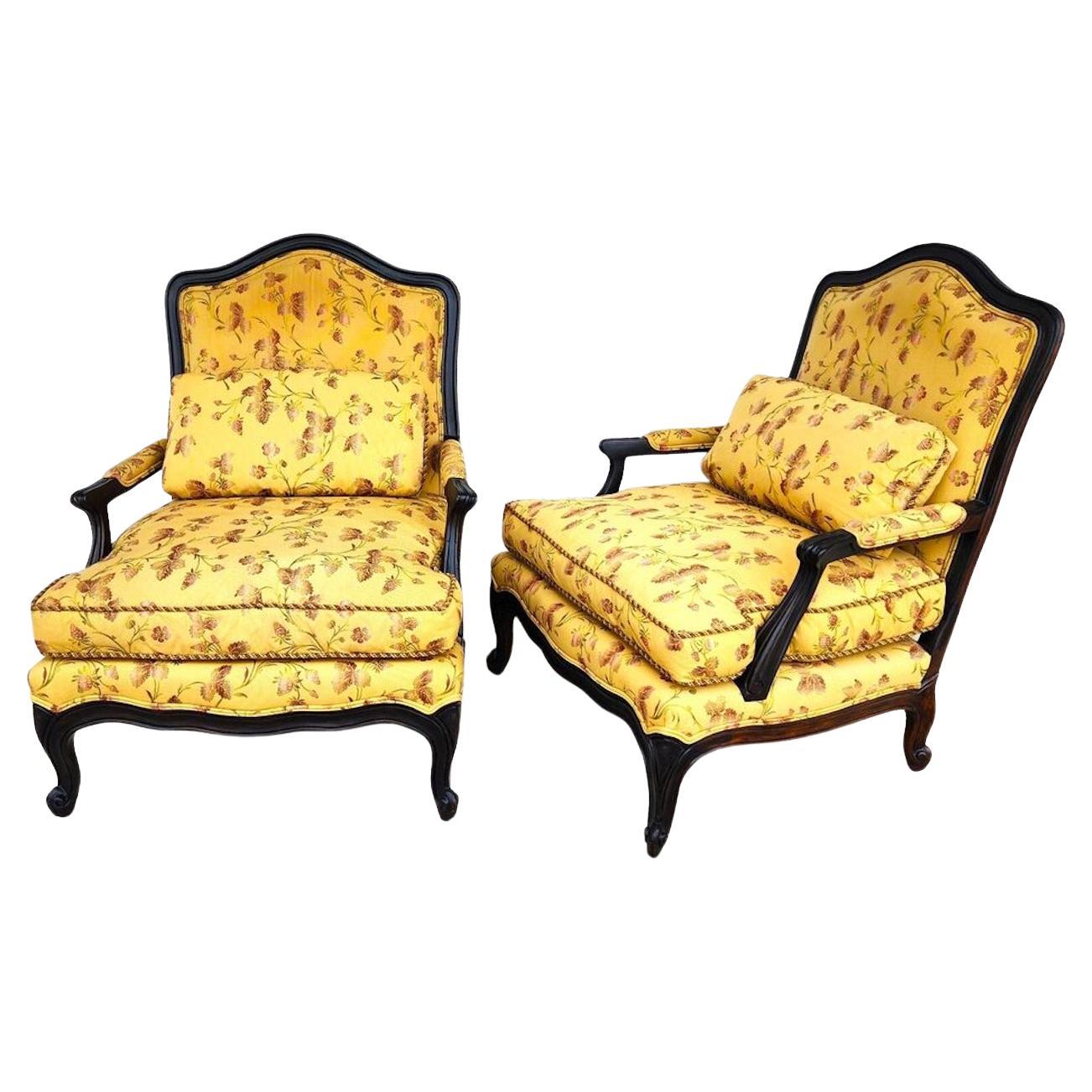 MINTON SPIDEL French Provincial Armchairs Pair For Sale