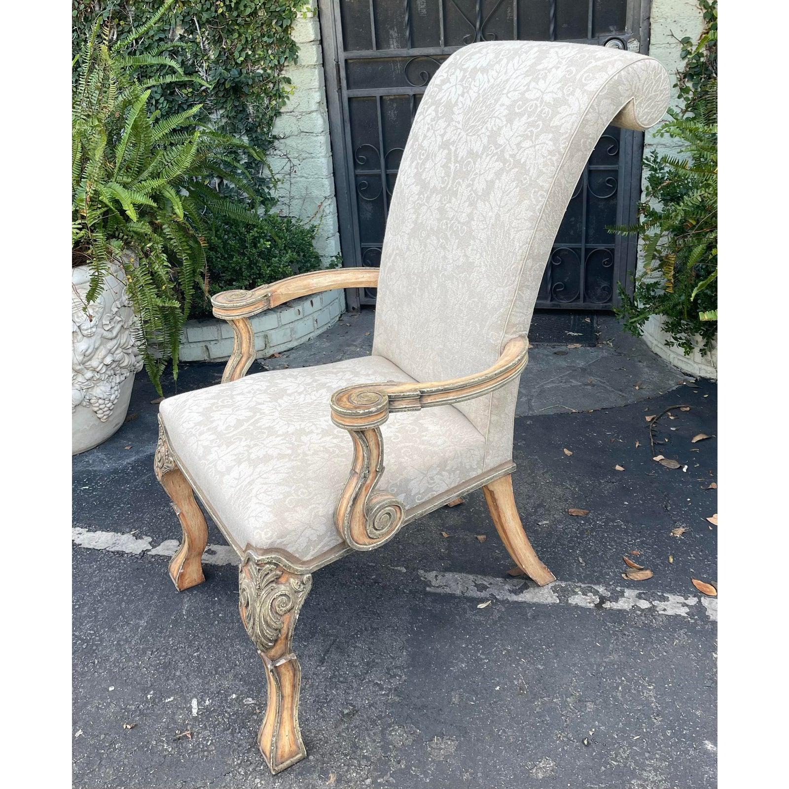 Minton-Spidell 18th Century Style Carved Italian Armchair In Good Condition For Sale In LOS ANGELES, CA