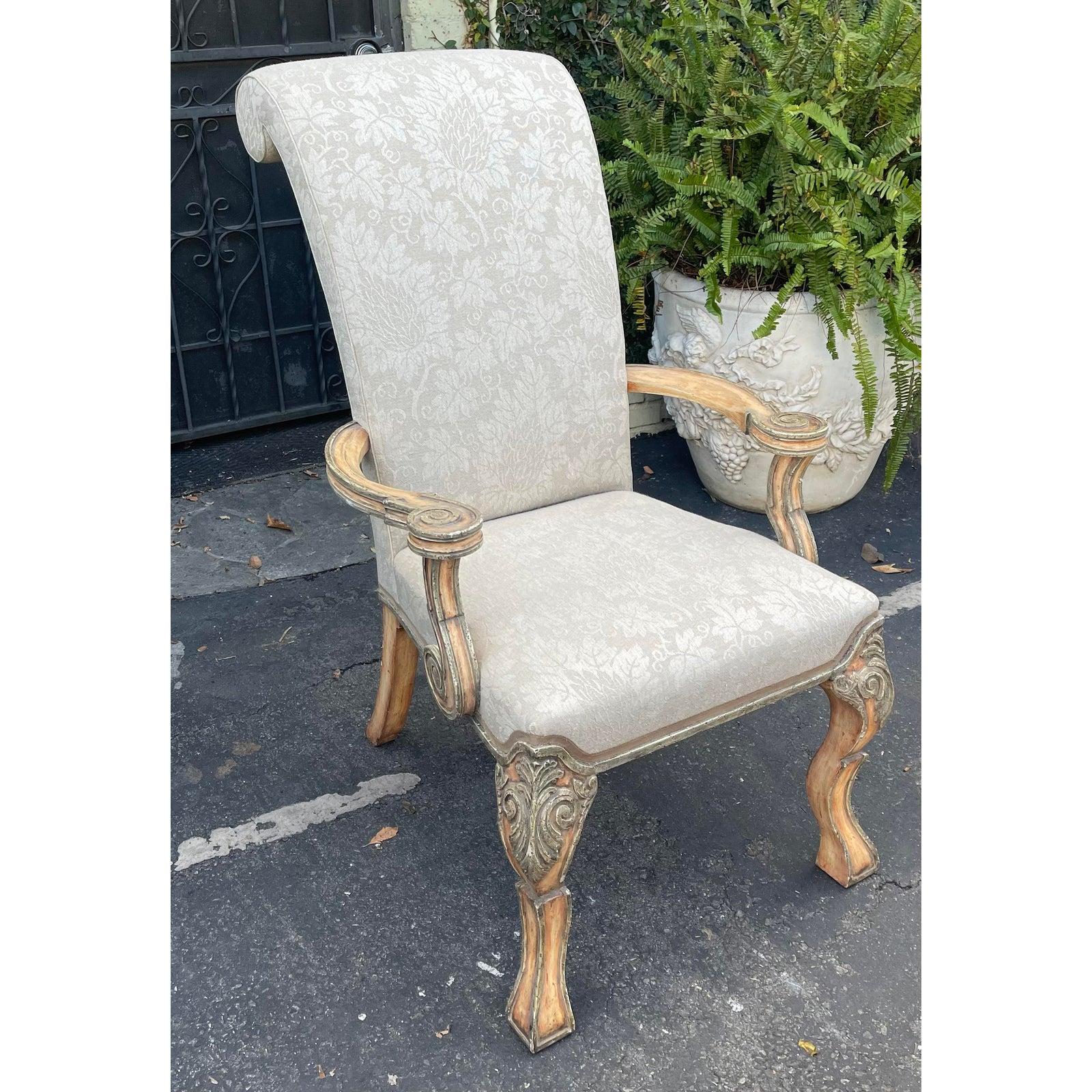 Contemporary Minton-Spidell 18th Century Style Carved Italian Armchair For Sale