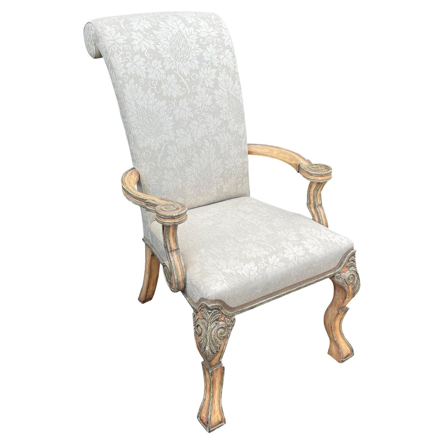 Minton-Spidell 18th Century Style Carved Italian Armchair For Sale