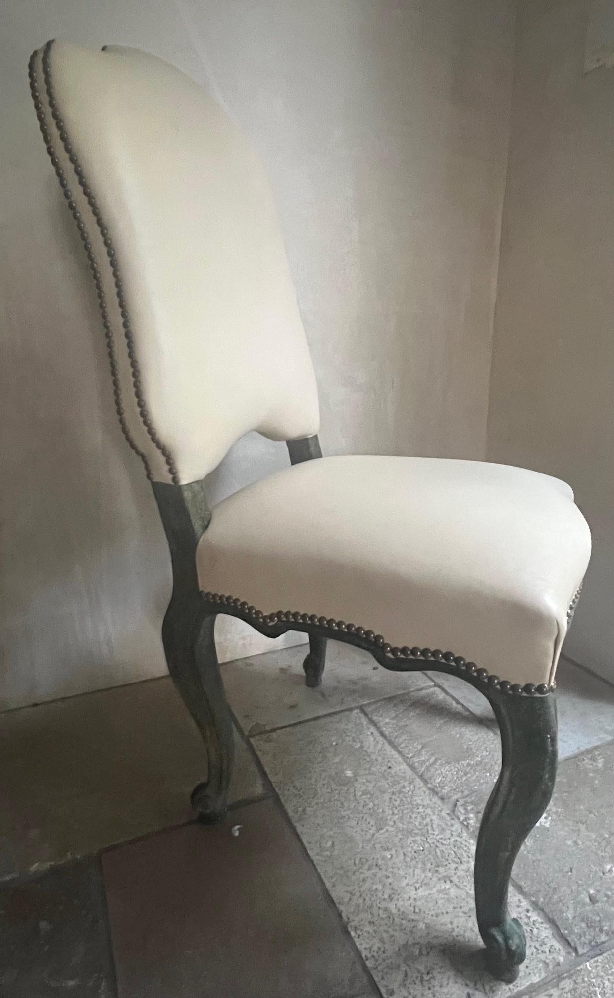 Minton-Spidell Chair in Leather & Distressed Apple Jade Finish 11