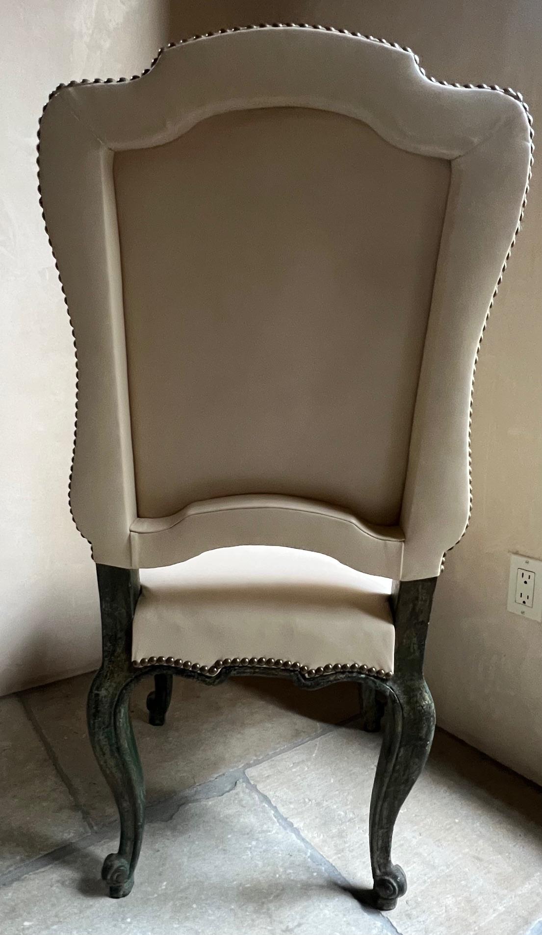 Minton-Spidell Chair in Leather & Distressed Apple Jade Finish 2