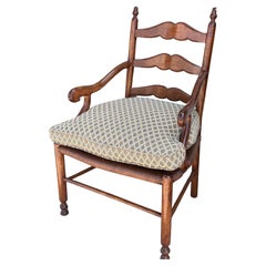 Minton Spidell French Country Ladder Back Arm Chair W Rush Street