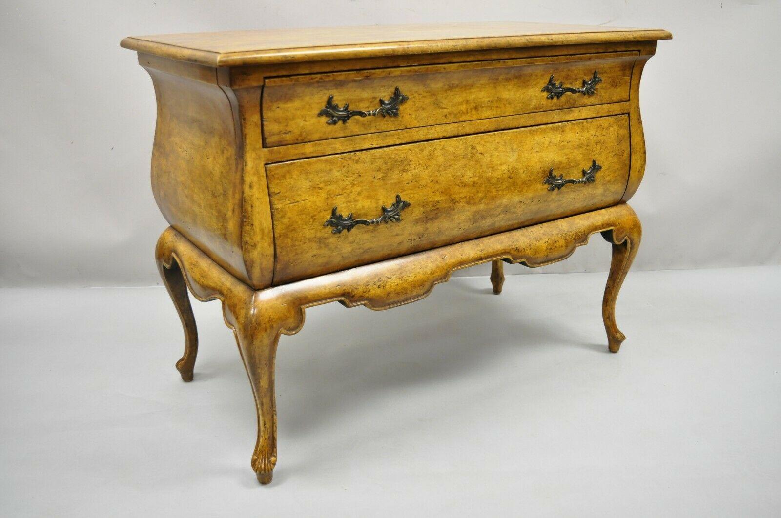 Minton Spidell French Provincial 2 Drawer Dutch Bombay Commode Chest. Item features solid wood construction, beautiful wood grain, distressed finish, nicely carved details, 2 drawers, cabriole legs, quality craftsmanship, great style and form. Circa