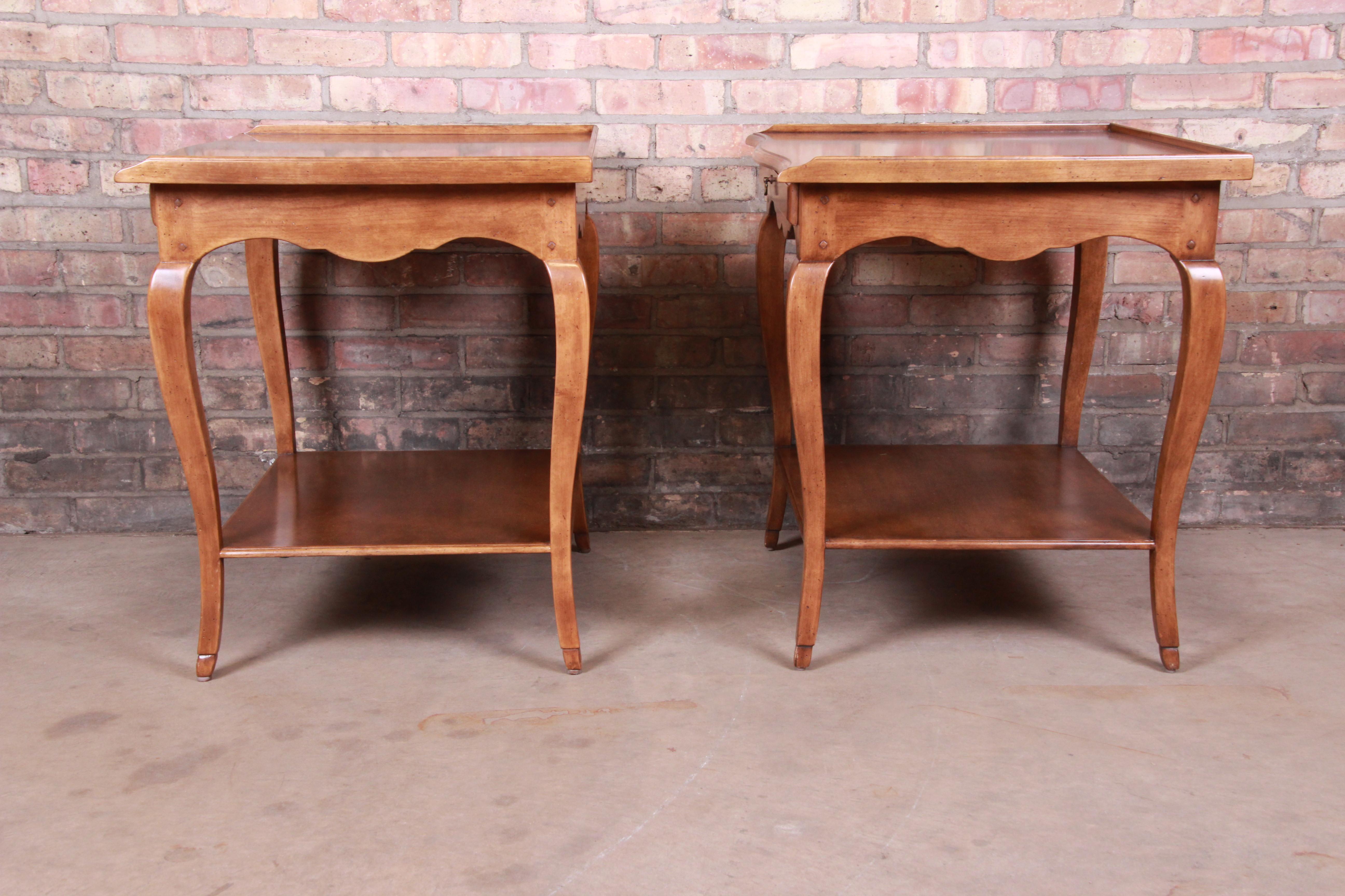 Minton-Spidell French Provincial Louis XV Maple Nightstands, Pair 8