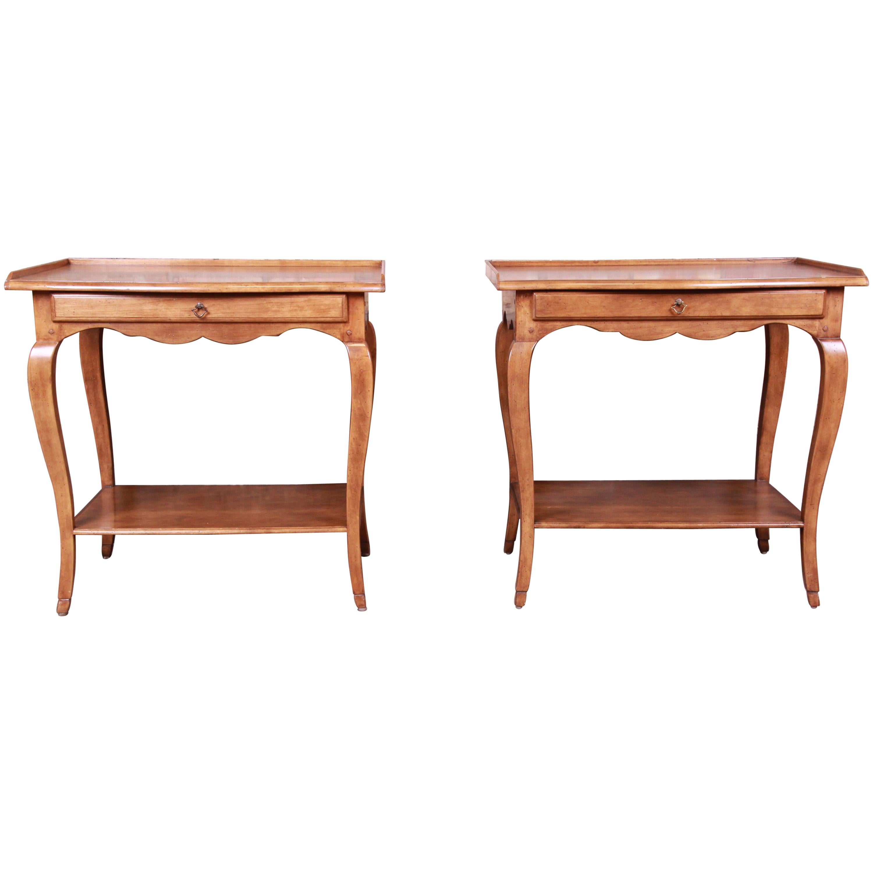 Minton-Spidell French Provincial Louis XV Maple Nightstands, Pair