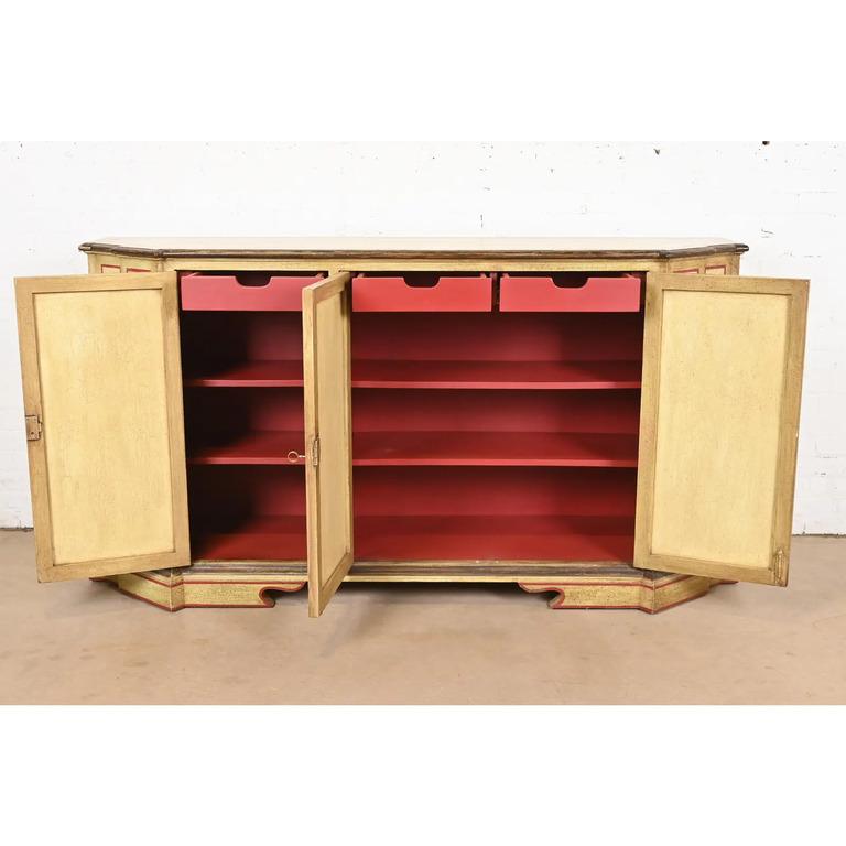 Wood Minton Spidell French Regency Louis XVI Lacquered Sideboard or Bar Cabinet For Sale