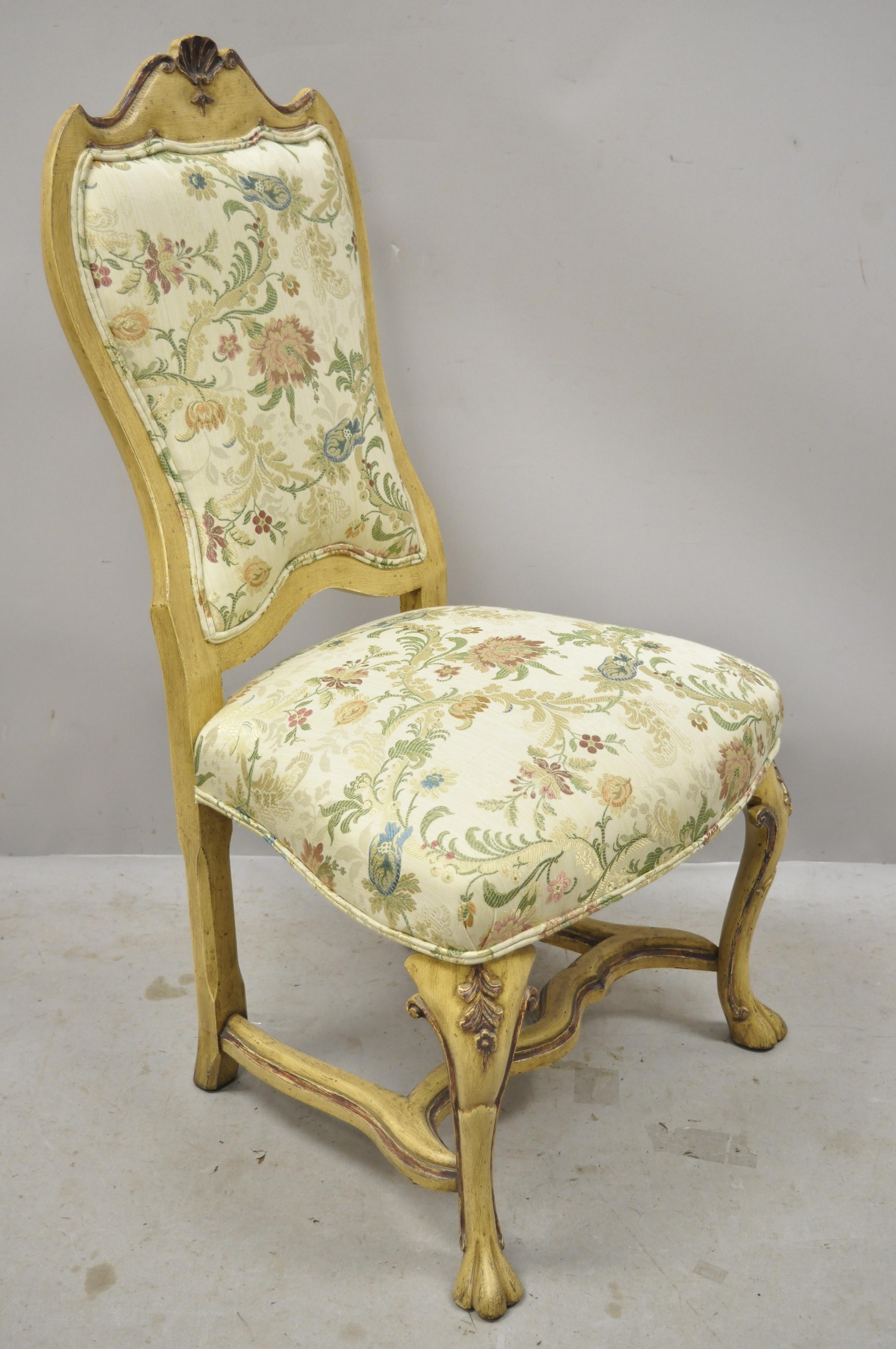 North American Minton Spidell Italian Regency Rococo Cream Painted Dining Chairs, Set of 4 For Sale