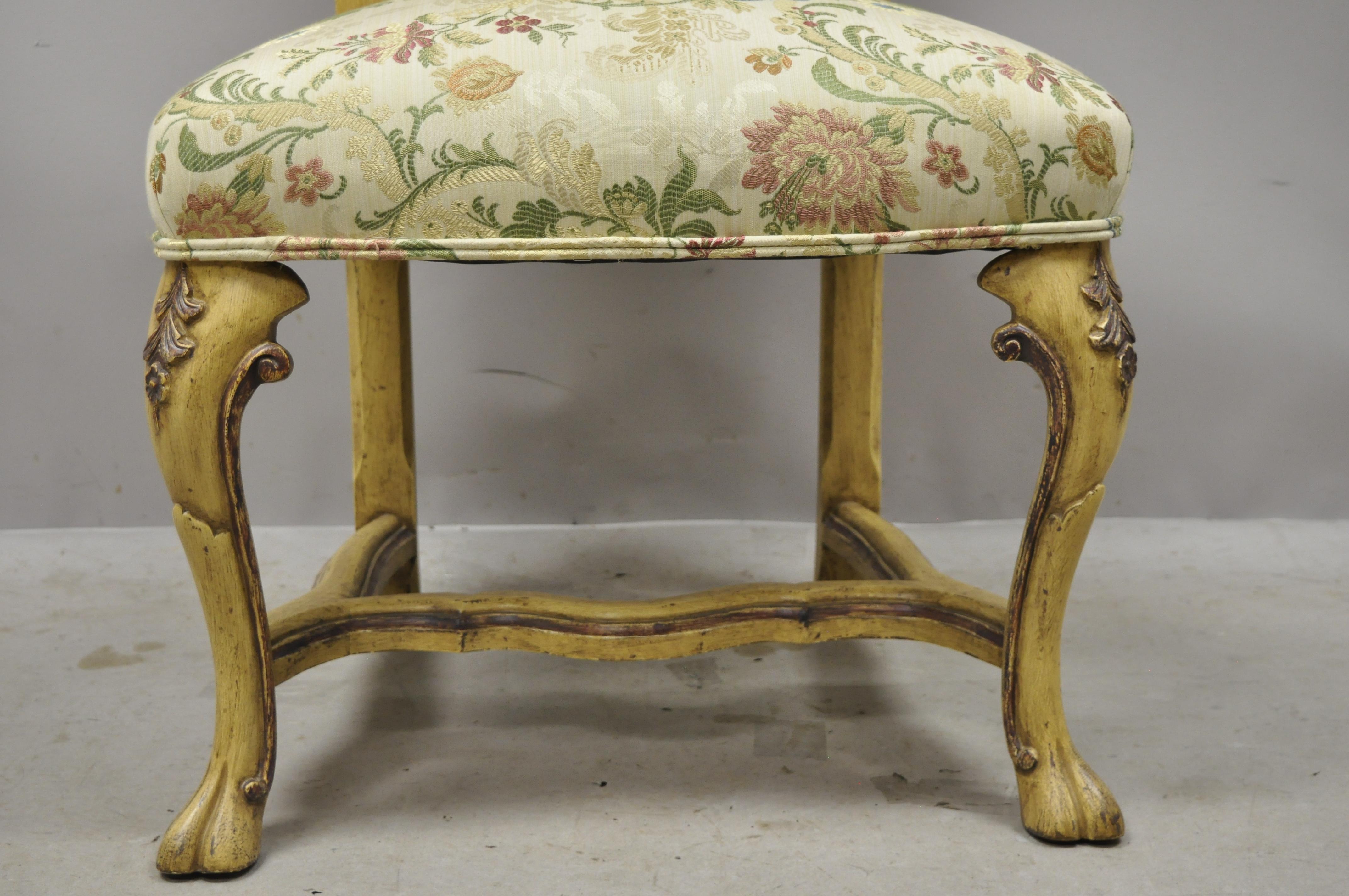 Fabric Minton Spidell Italian Regency Rococo Cream Painted Dining Chairs, Set of 4 For Sale