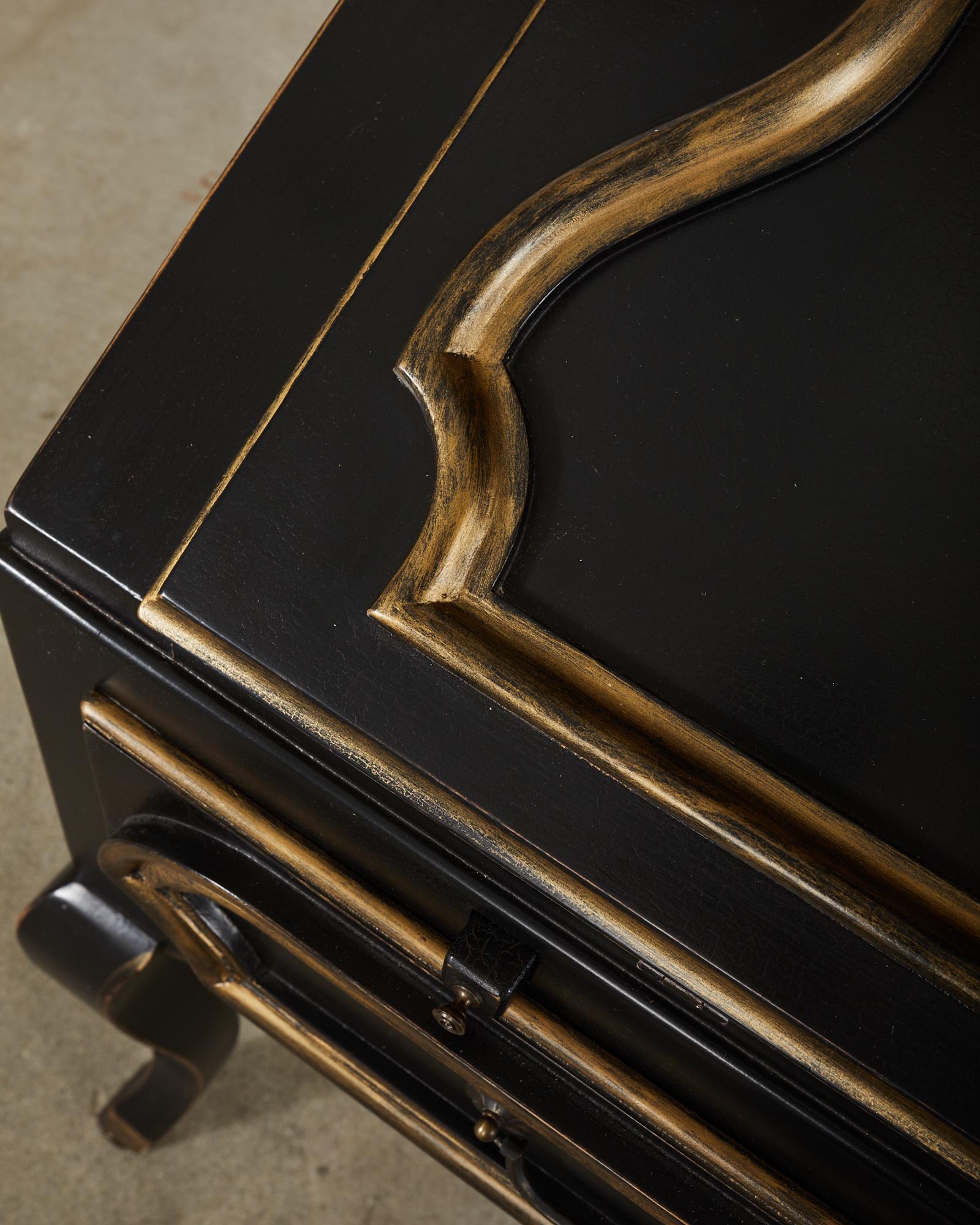 Minton-Spidell Louis XV Style Ebonized Secretary Bookcase 4