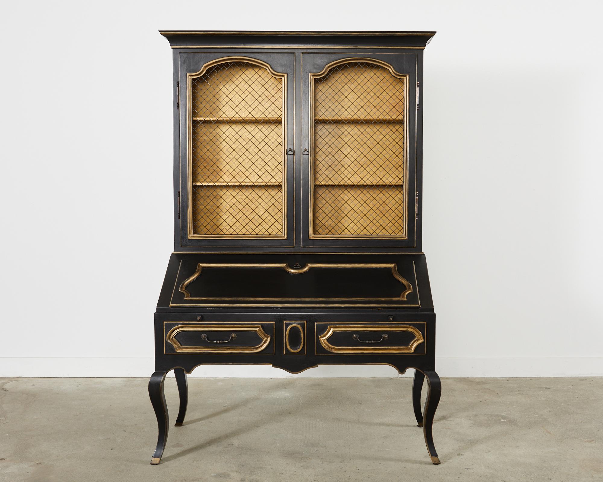Minton-Spidell Louis XV Style Ebonized Secretary Bookcase 5